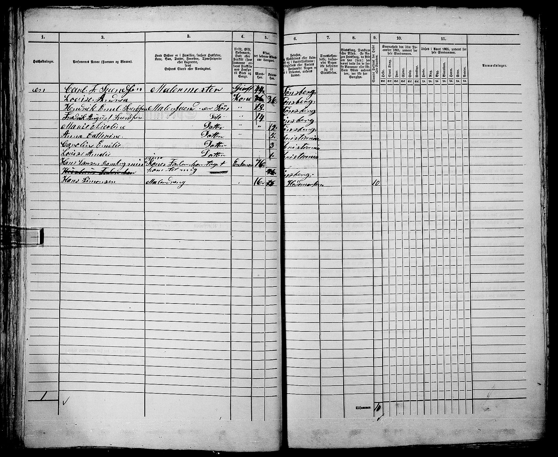 RA, 1865 census for Kristiania, 1865, p. 1172