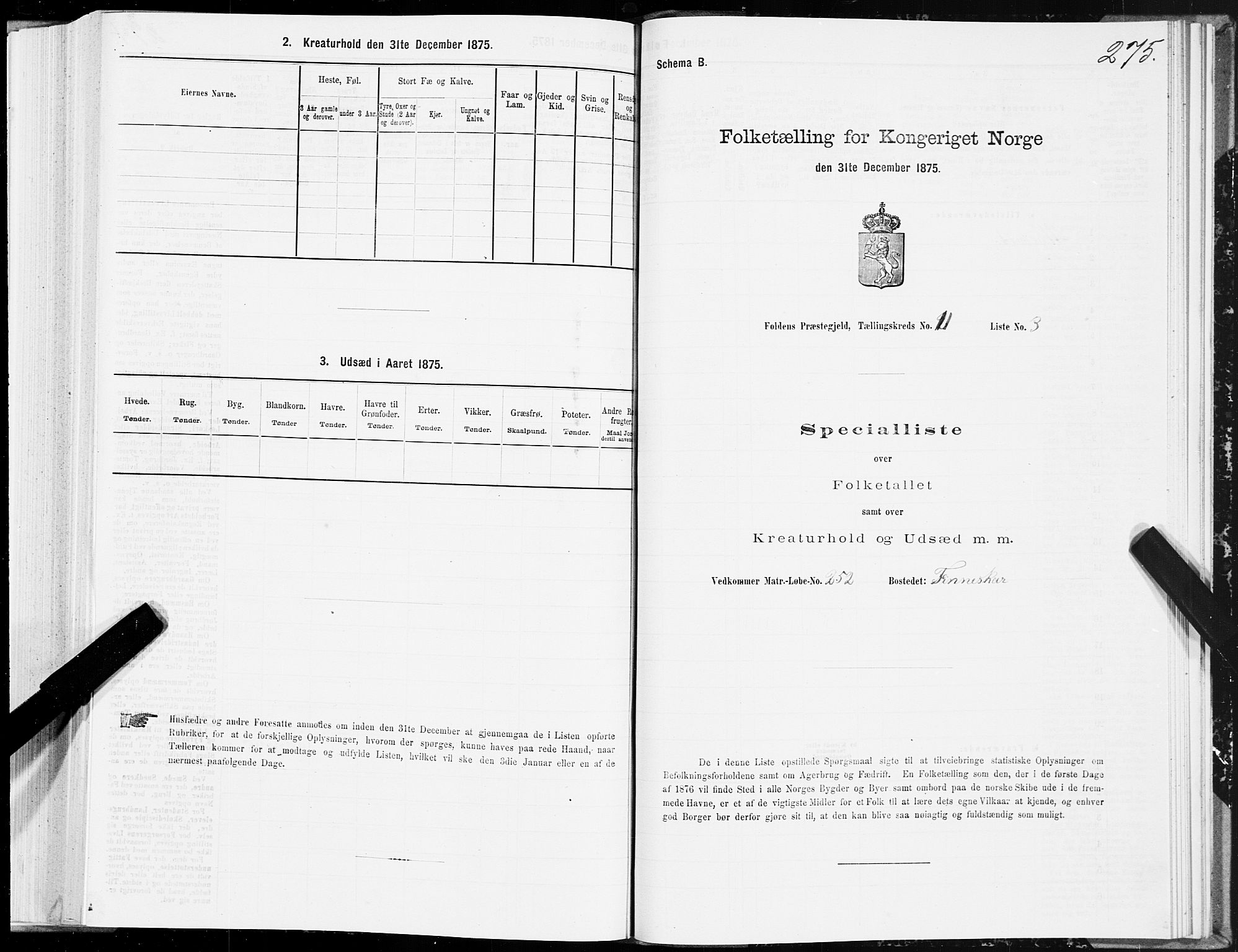 SAT, 1875 census for 1845P Folda, 1875, p. 3275