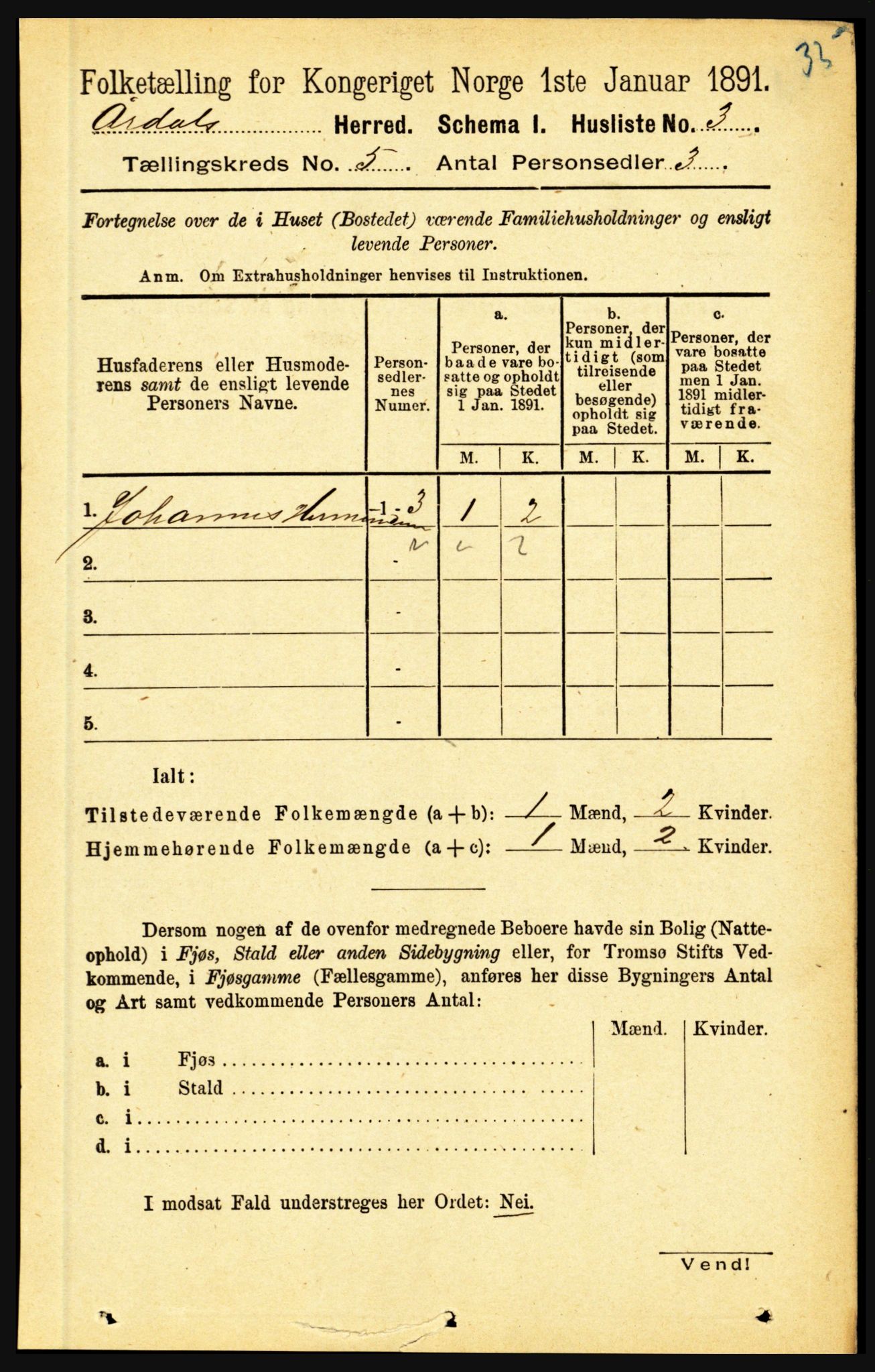 RA, 1891 census for 1424 Årdal, 1891, p. 979