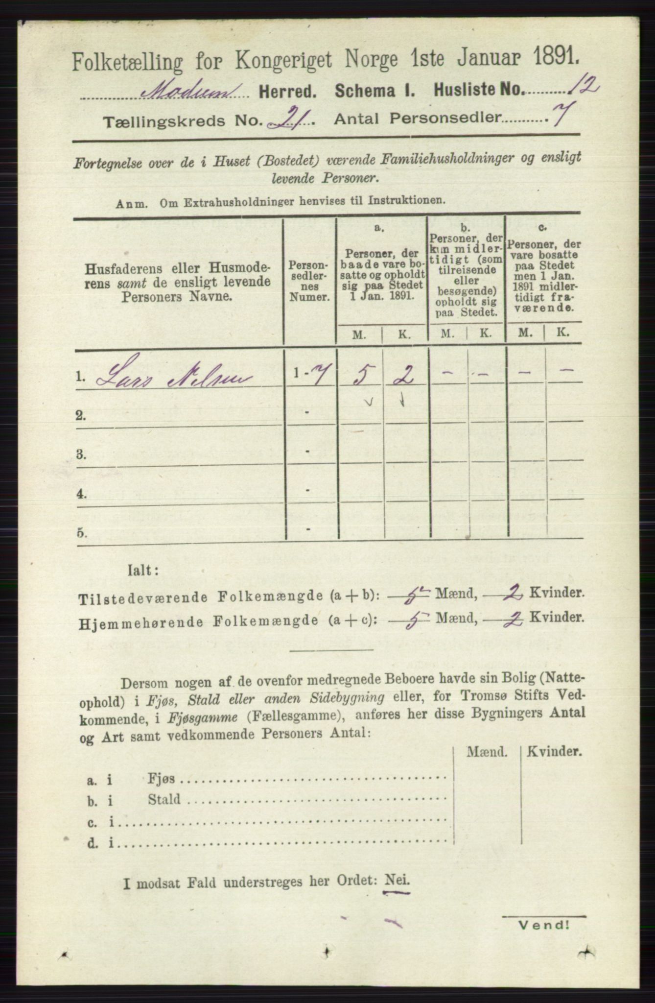 RA, 1891 census for 0623 Modum, 1891, p. 8074