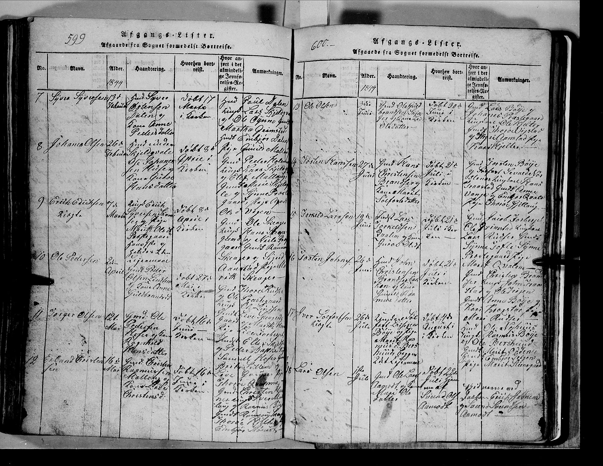 Lom prestekontor, SAH/PREST-070/L/L0003: Parish register (copy) no. 3, 1815-1844, p. 599-600
