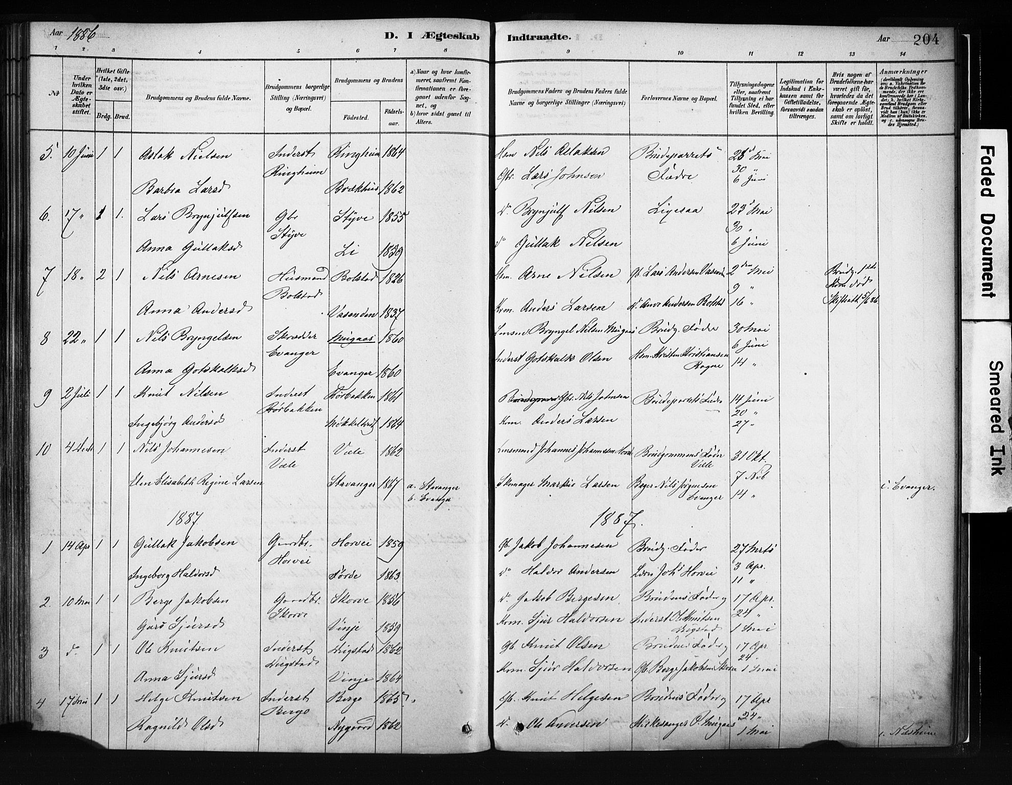 Evanger sokneprestembete, SAB/A-99924: Parish register (official) no. A 1, 1877-1899, p. 204