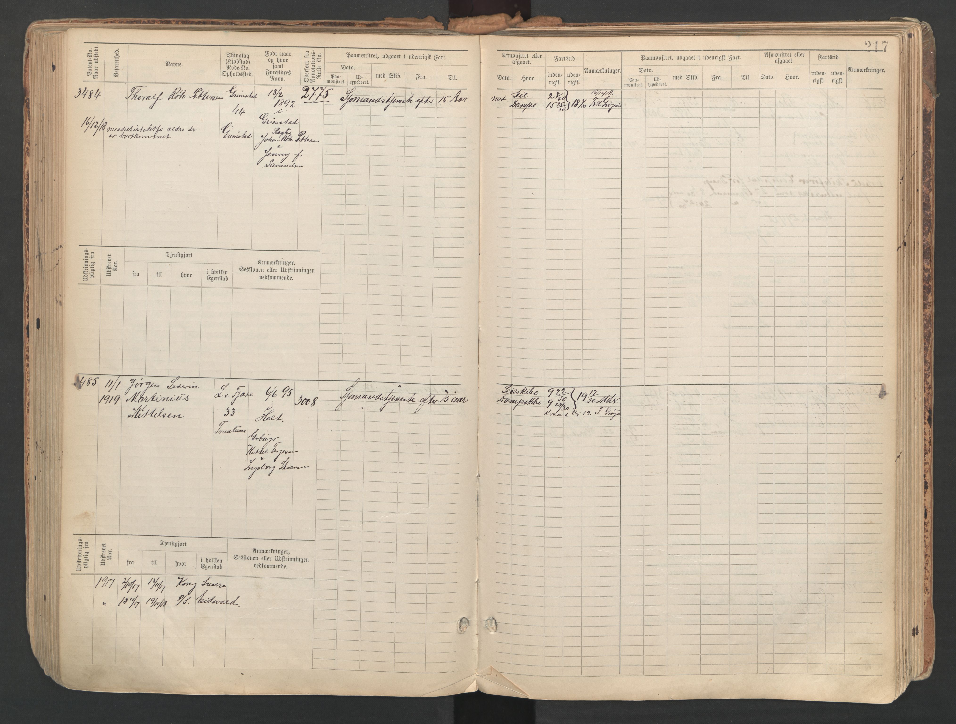 Grimstad mønstringskrets, AV/SAK-2031-0013/F/Fb/L0013: Hovedrulle A nr 3052-3814, V-26, 1900-1943, p. 230