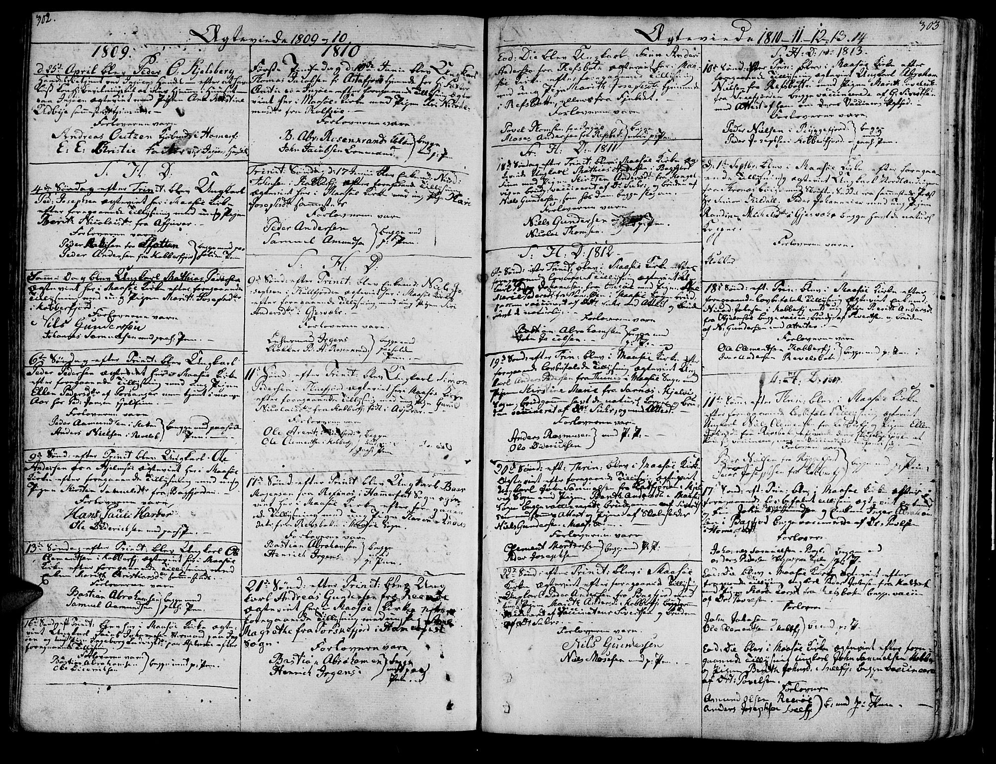 Måsøy sokneprestkontor, SATØ/S-1348/H/Ha/L0001kirke: Parish register (official) no. 1, 1806-1851, p. 302-303