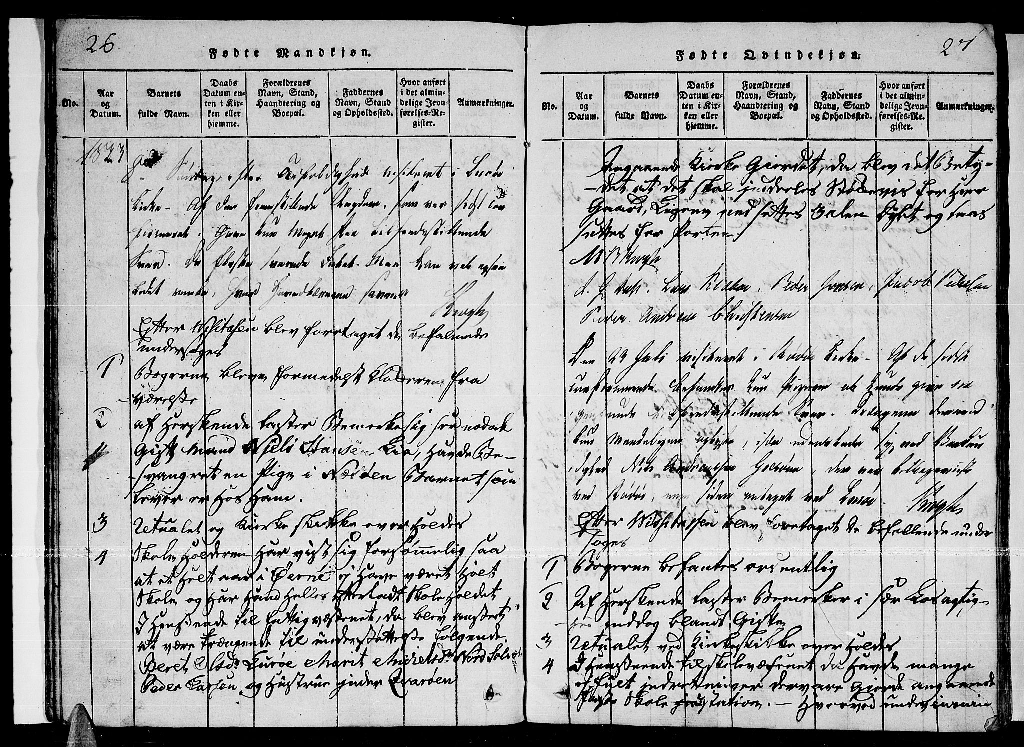 Ministerialprotokoller, klokkerbøker og fødselsregistre - Nordland, SAT/A-1459/841/L0593: Parish register (official) no. 841A04 /1, 1820-1825, p. 26-27