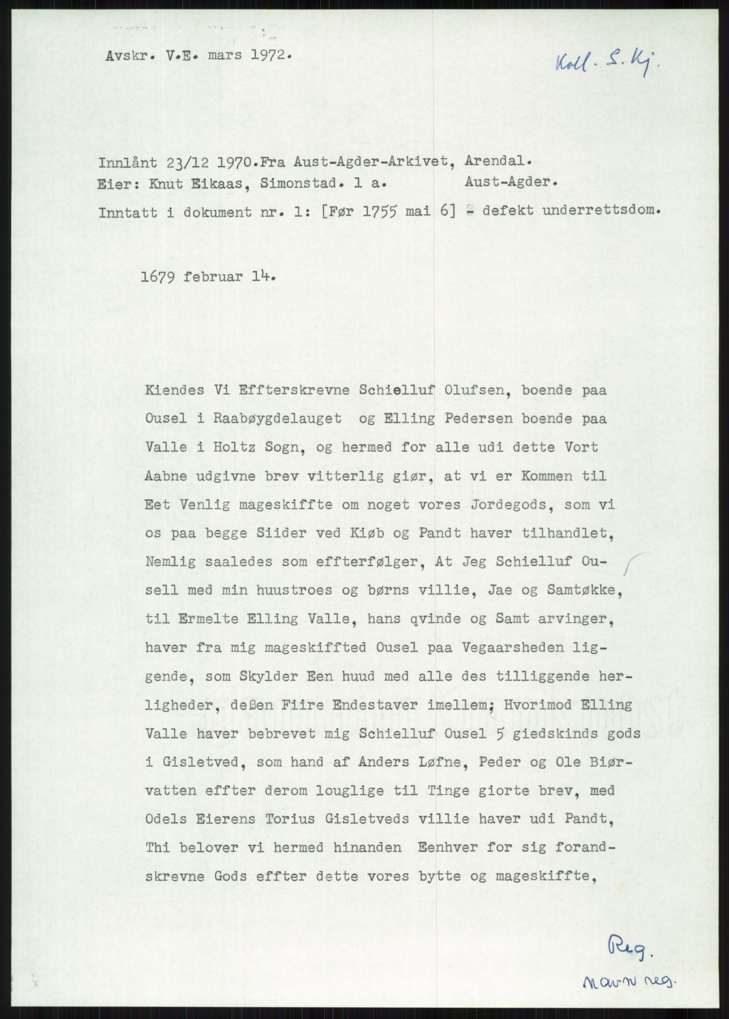 Samlinger til kildeutgivelse, Diplomavskriftsamlingen, AV/RA-EA-4053/H/Ha, p. 1710