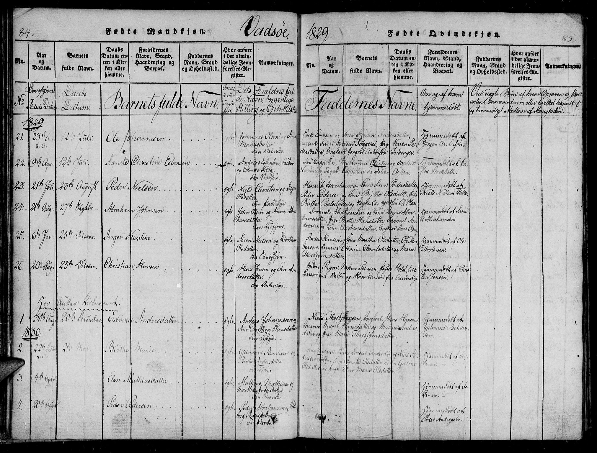 Vadsø sokneprestkontor, SATØ/S-1325/H/Ha/L0003kirke: Parish register (official) no. 3 /1, 1821-1839, p. 84-85