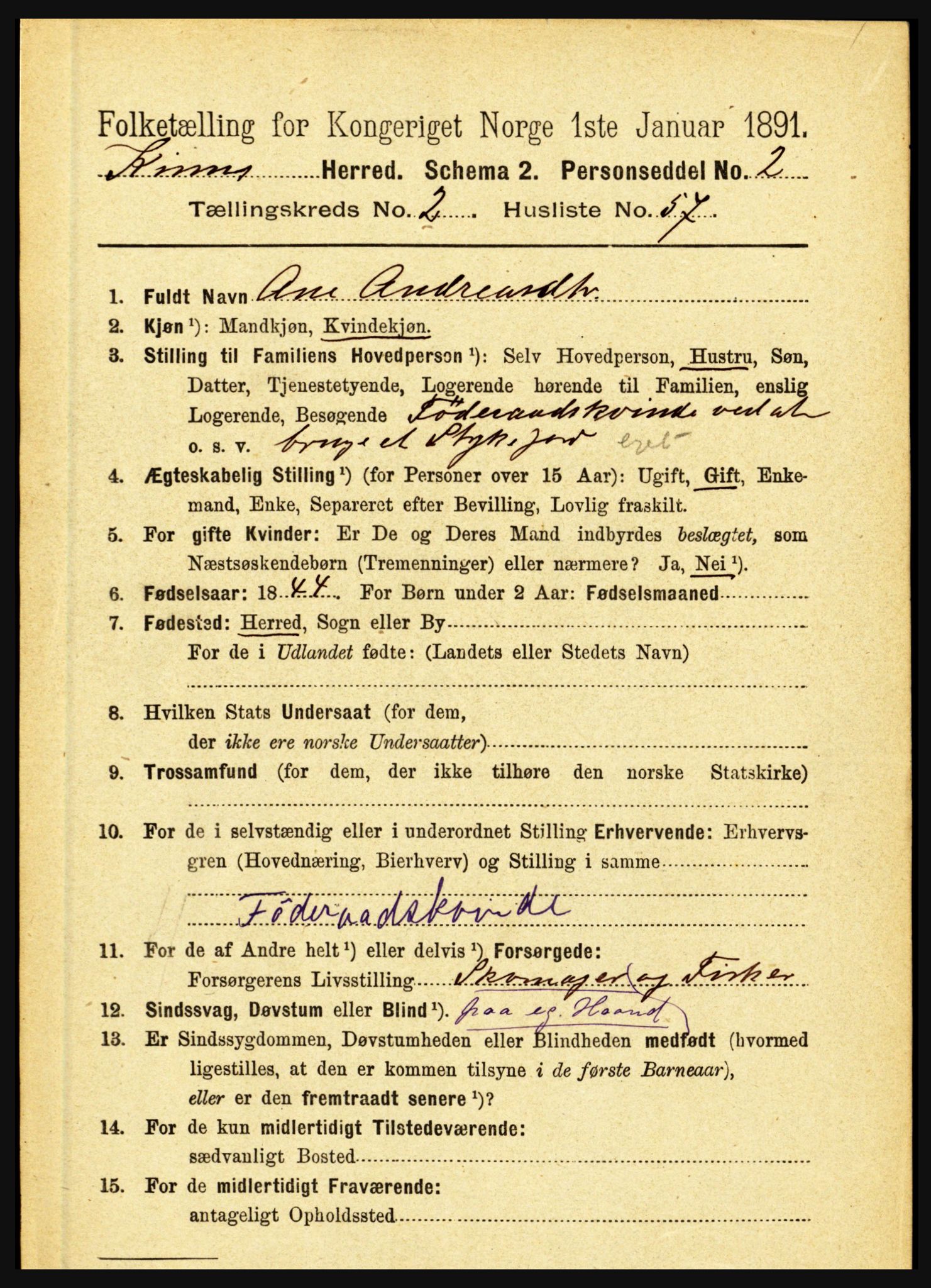 RA, 1891 census for 1437 Kinn, 1891, p. 881