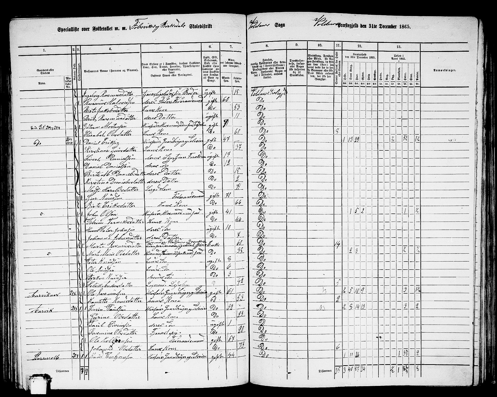 RA, 1865 census for Volda, 1865, p. 118