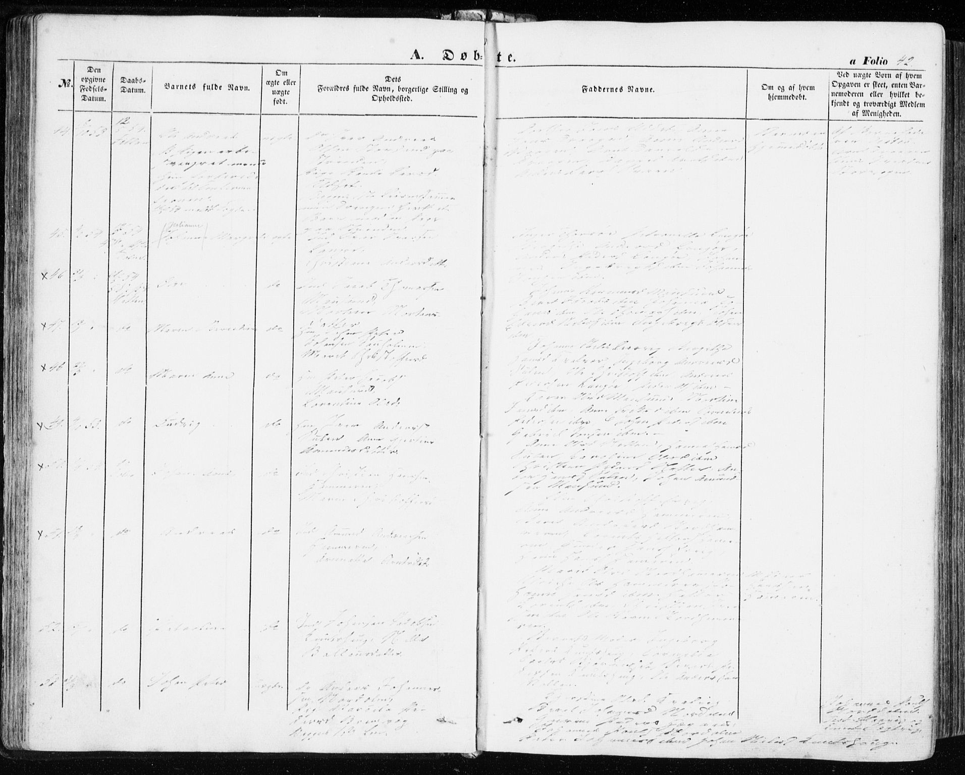 Ministerialprotokoller, klokkerbøker og fødselsregistre - Sør-Trøndelag, AV/SAT-A-1456/634/L0530: Parish register (official) no. 634A06, 1852-1860, p. 42