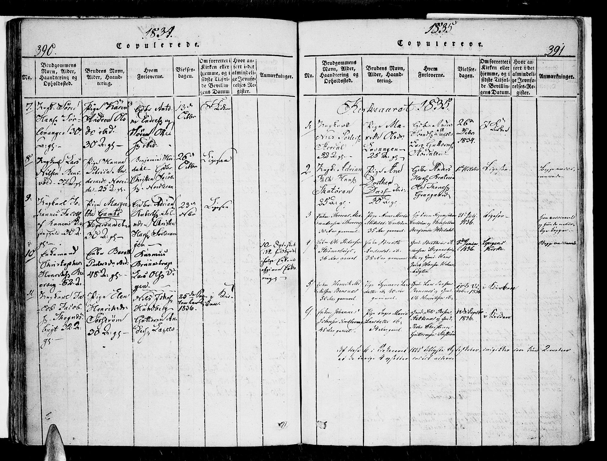 Karlsøy sokneprestembete, SATØ/S-1299/H/Ha/Haa/L0002kirke: Parish register (official) no. 2, 1823-1842, p. 390-391