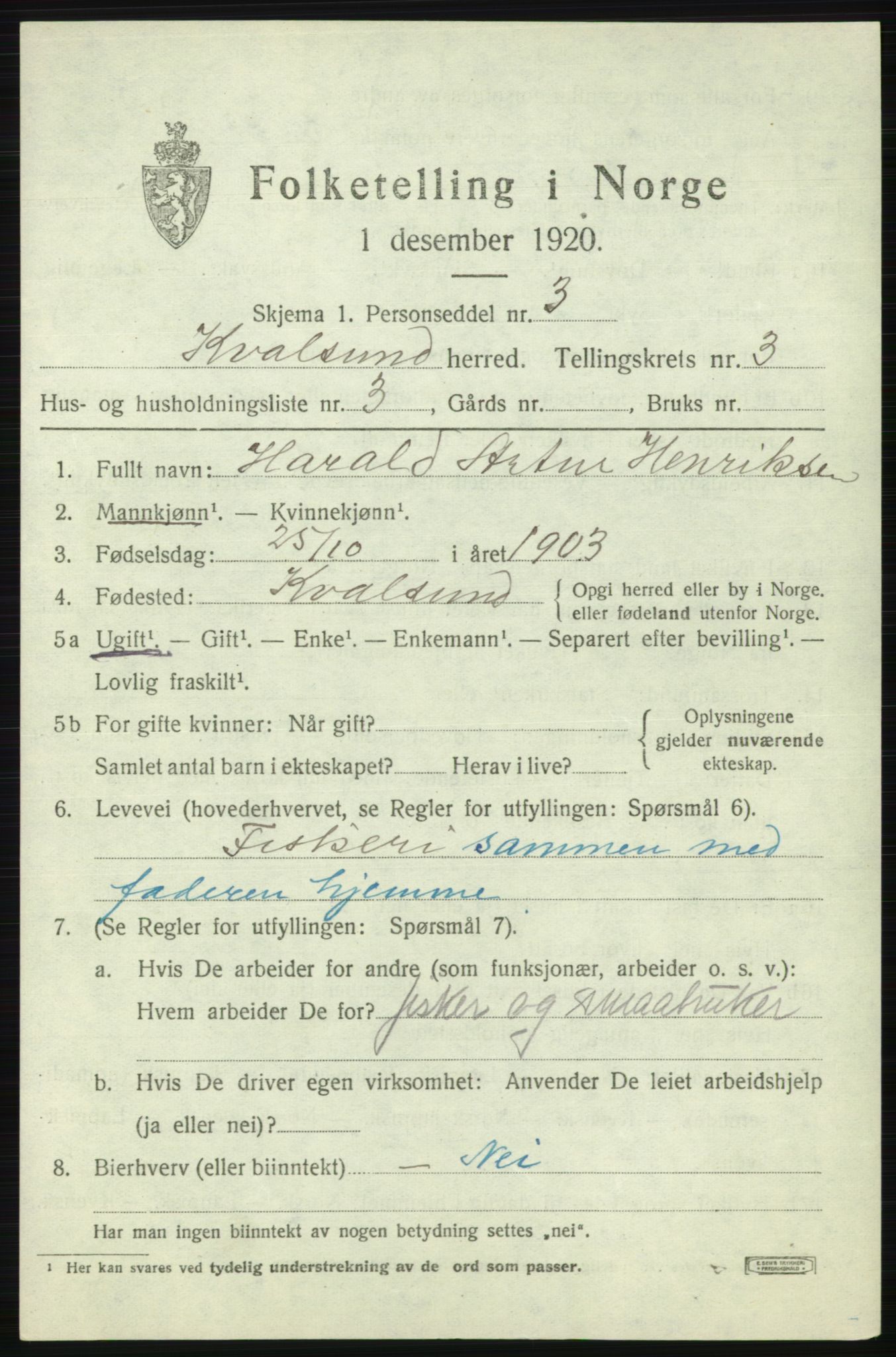 SATØ, 1920 census for , 1920, p. 968