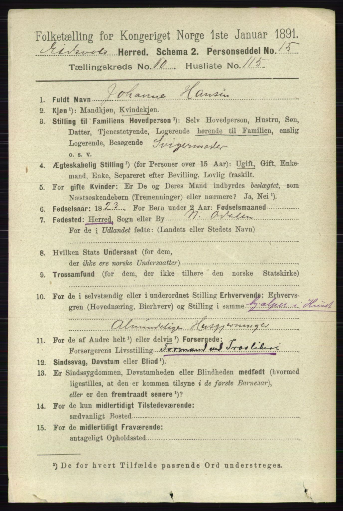 RA, 1891 census for 0237 Eidsvoll, 1891, p. 7574