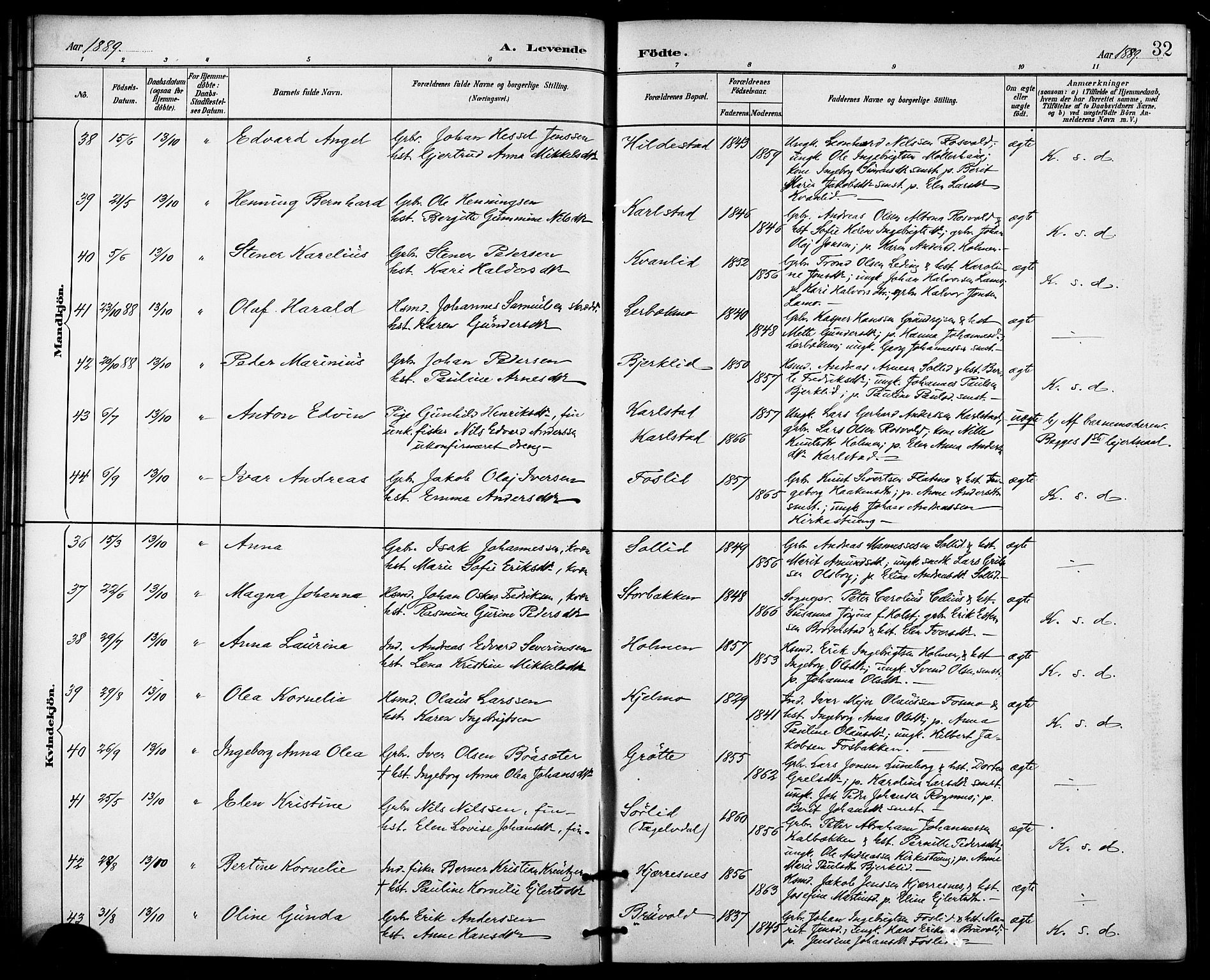 Målselv sokneprestembete, AV/SATØ-S-1311/G/Ga/Gab/L0004klokker: Parish register (copy) no. 4, 1885-1901, p. 32