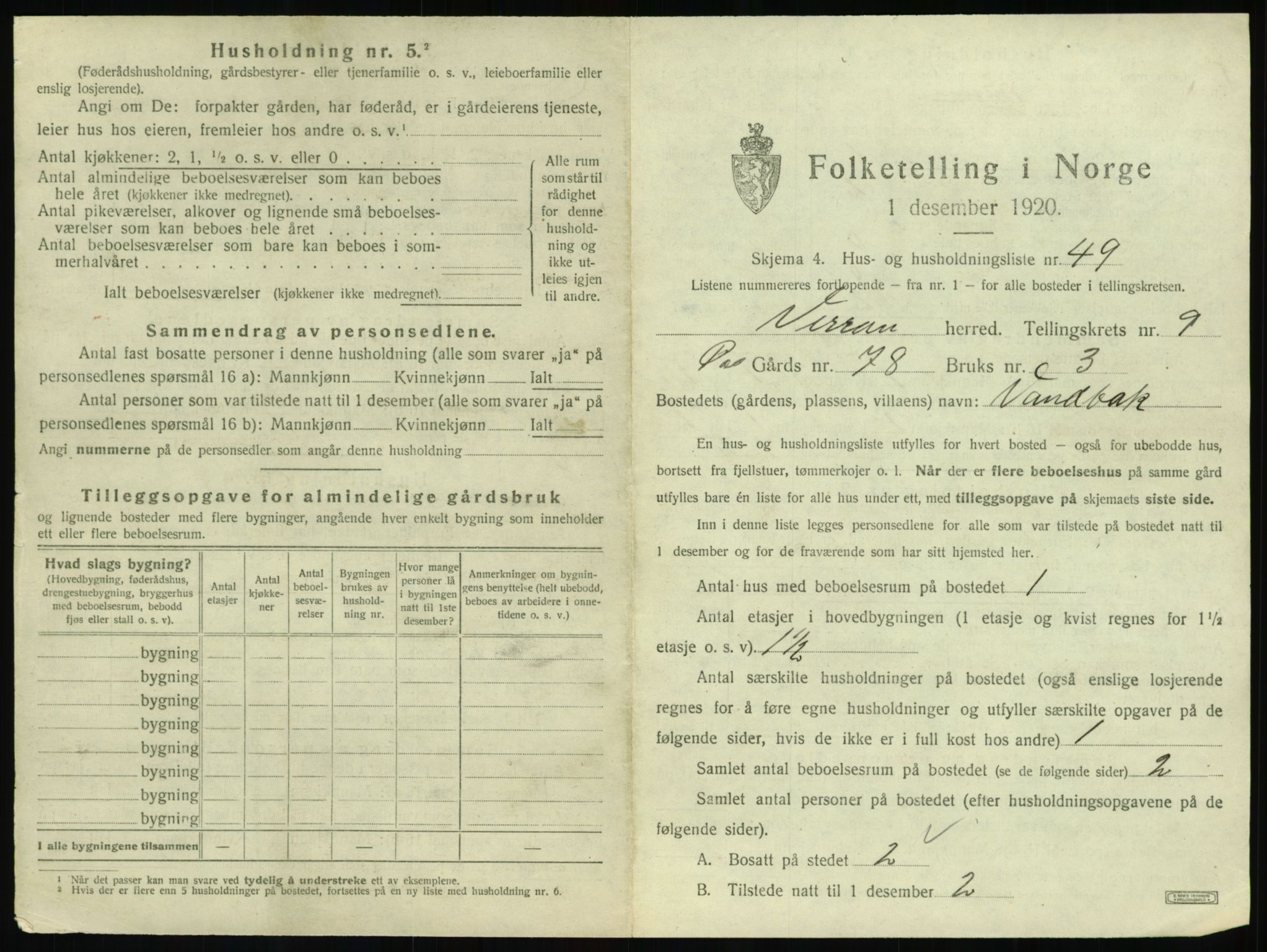 SAT, 1920 census for Verran, 1920, p. 604