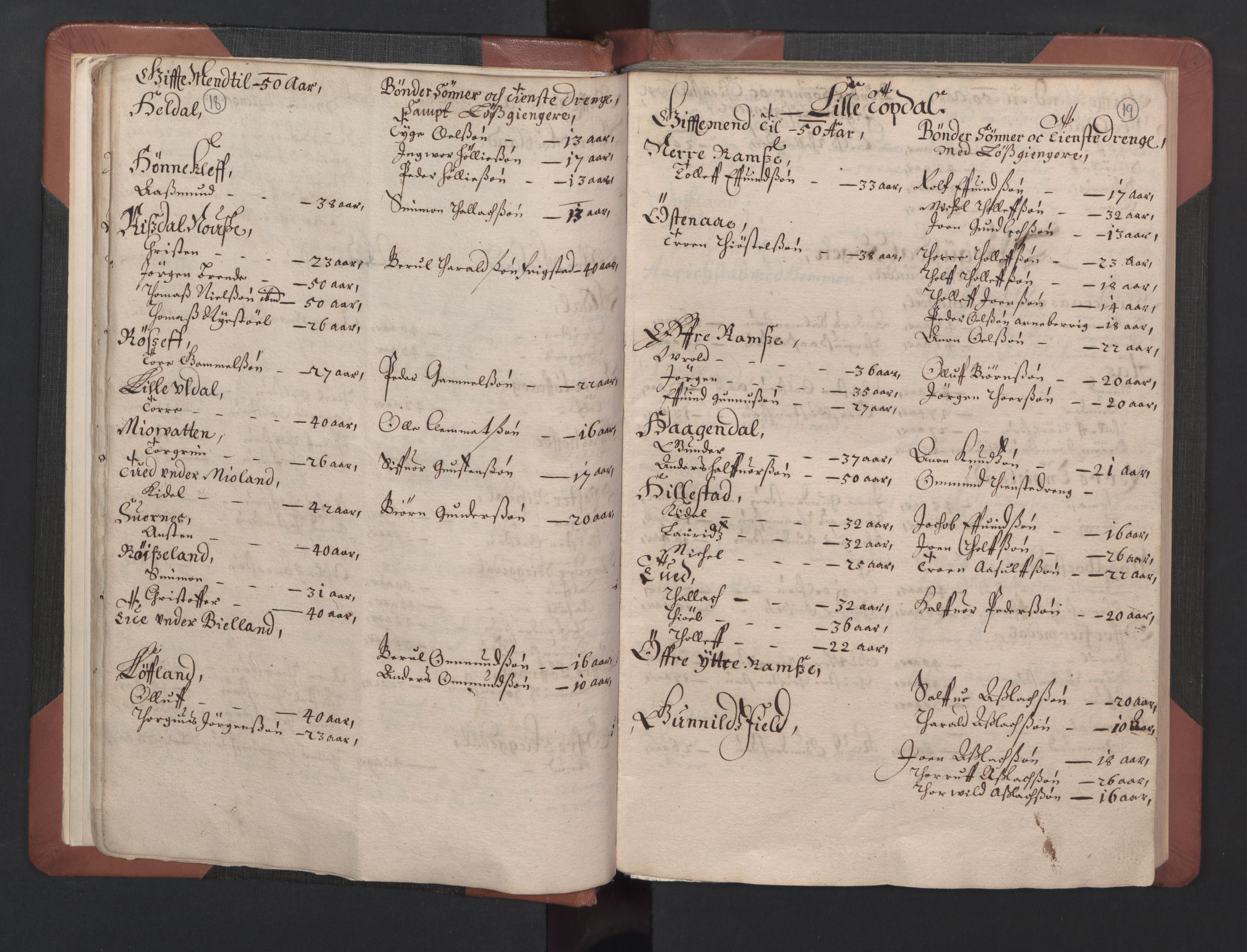 RA, Bailiff's Census 1664-1666, no. 8: Råbyggelaget fogderi, 1664-1665, p. 18-19