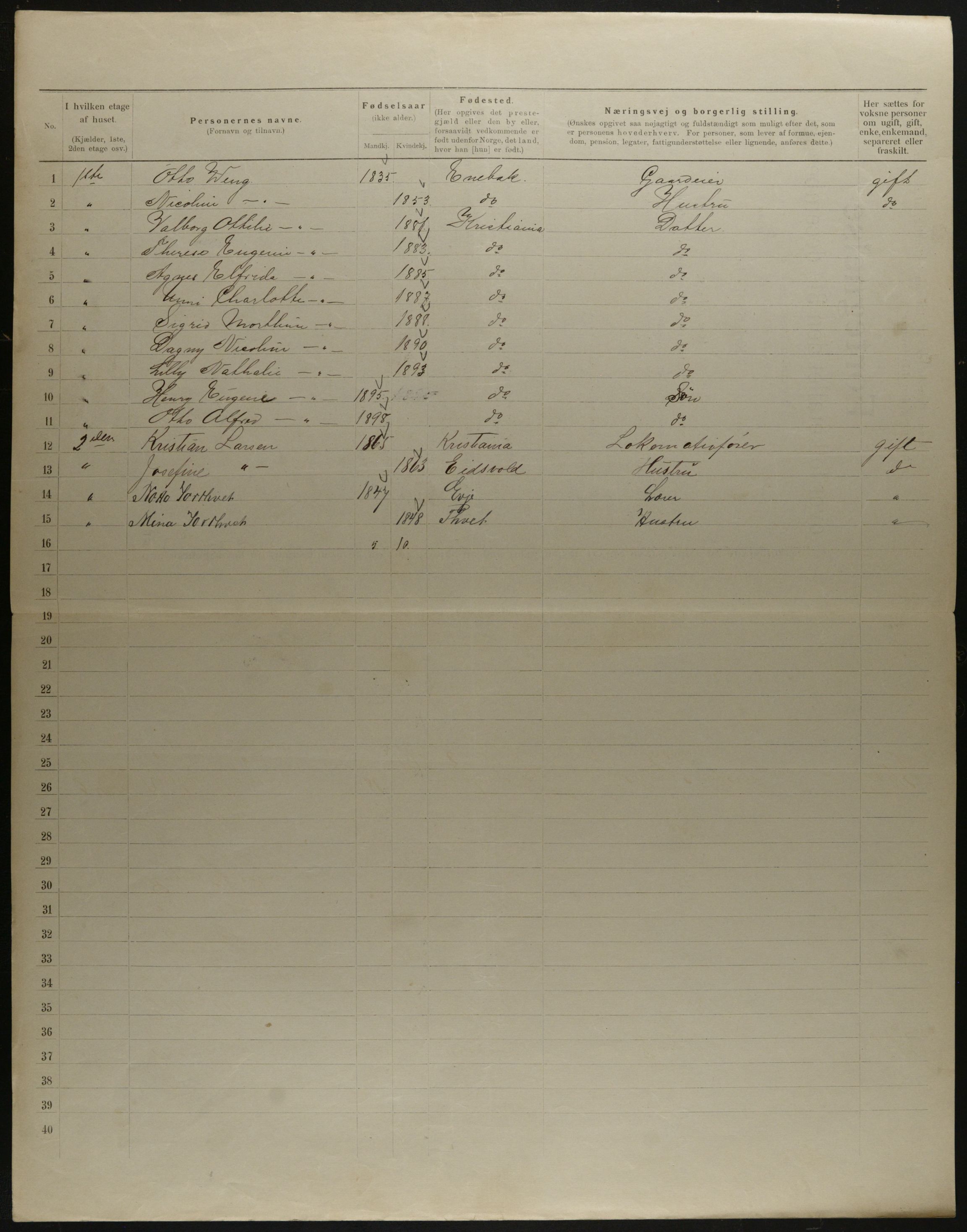 OBA, Municipal Census 1901 for Kristiania, 1901, p. 15091