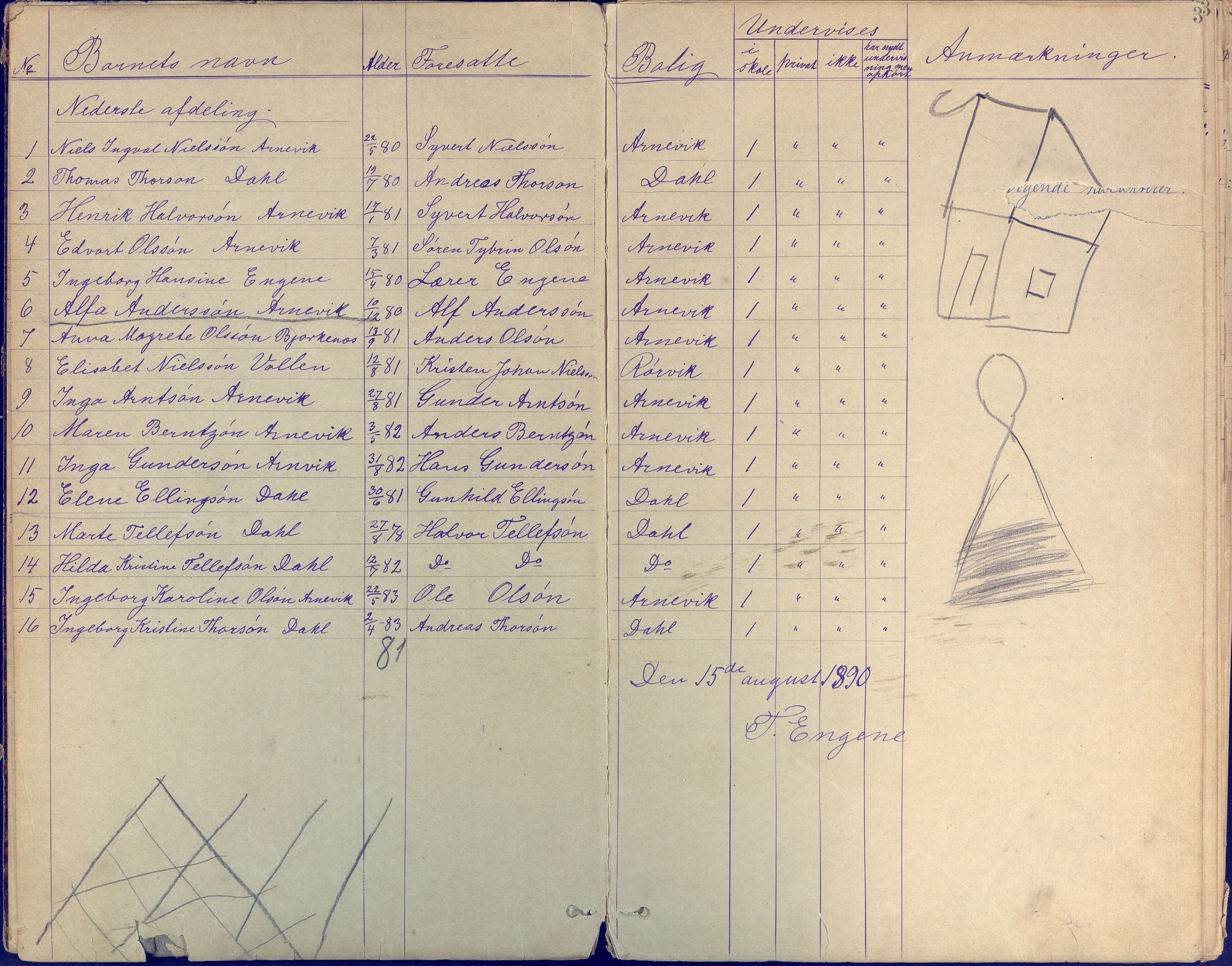 Flosta kommune frem til 1961, AAKS/KA0916-PK/09/09C/L0001: Skolepliktige barn, 1890, p. 3