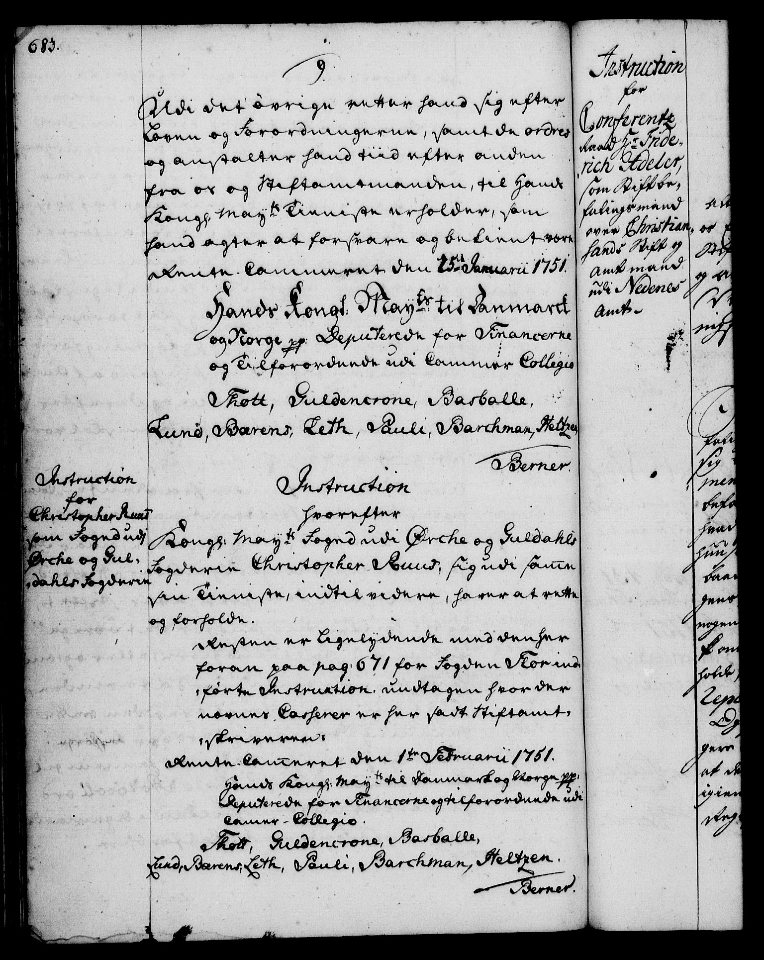 Rentekammeret, Kammerkanselliet, RA/EA-3111/G/Gg/Ggi/L0002: Norsk instruksjonsprotokoll med register (merket RK 53.35), 1729-1751, p. 683
