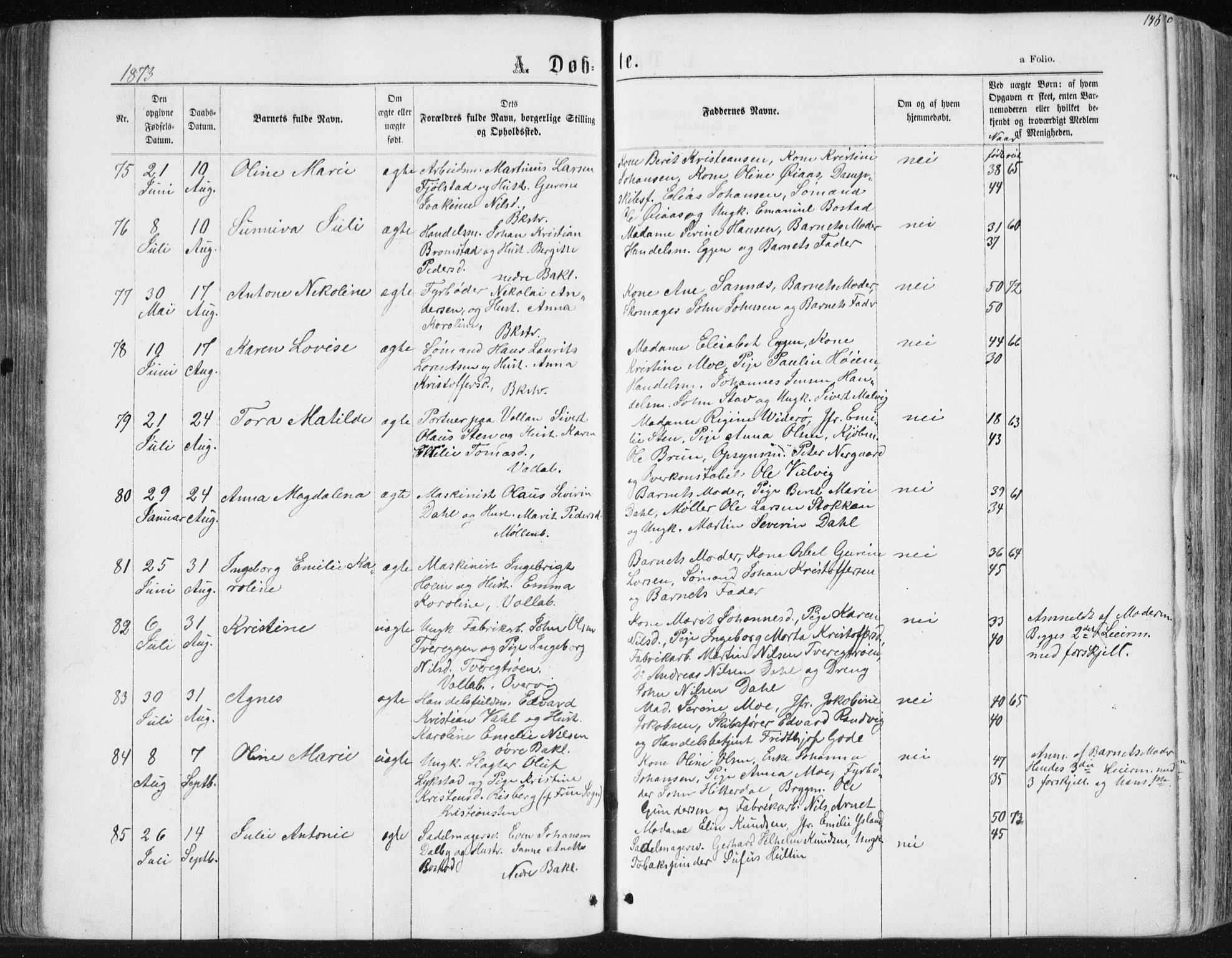 Ministerialprotokoller, klokkerbøker og fødselsregistre - Sør-Trøndelag, AV/SAT-A-1456/604/L0186: Parish register (official) no. 604A07, 1866-1877, p. 176