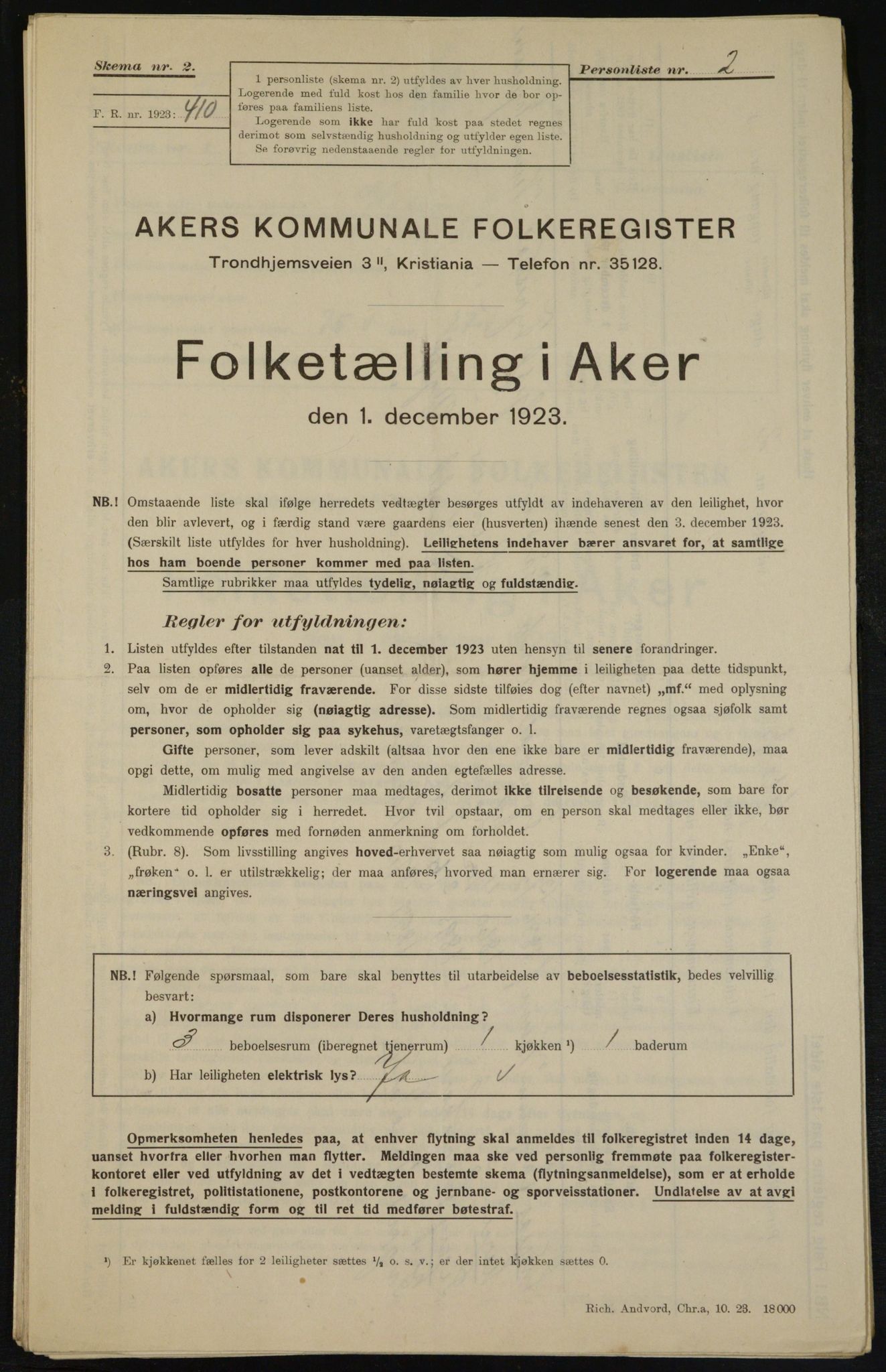 , Municipal Census 1923 for Aker, 1923, p. 9962