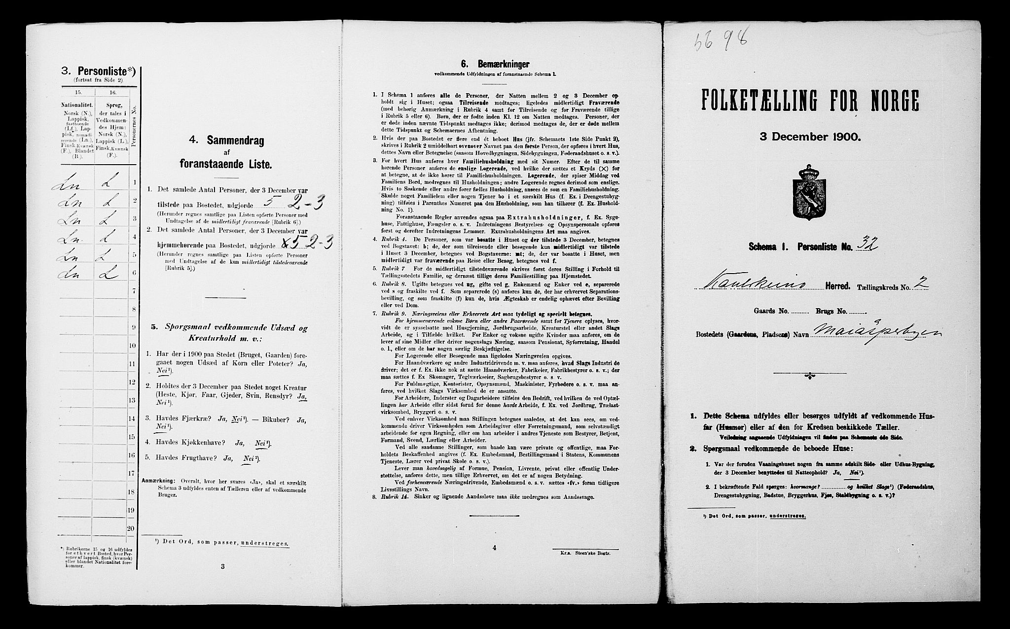 SATØ, 1900 census for Kautokeino, 1900, p. 190