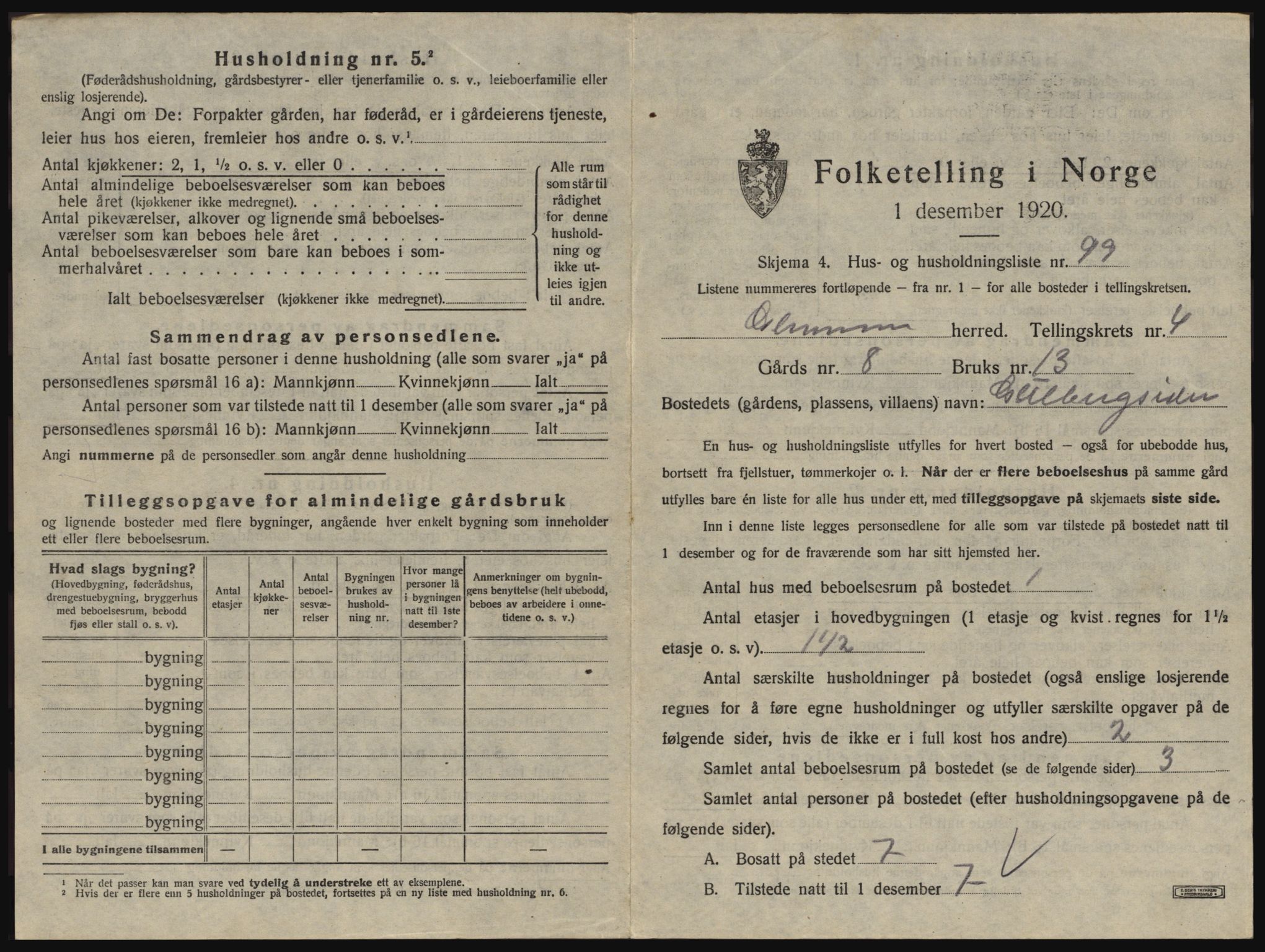 SAO, 1920 census for Glemmen, 1920, p. 825