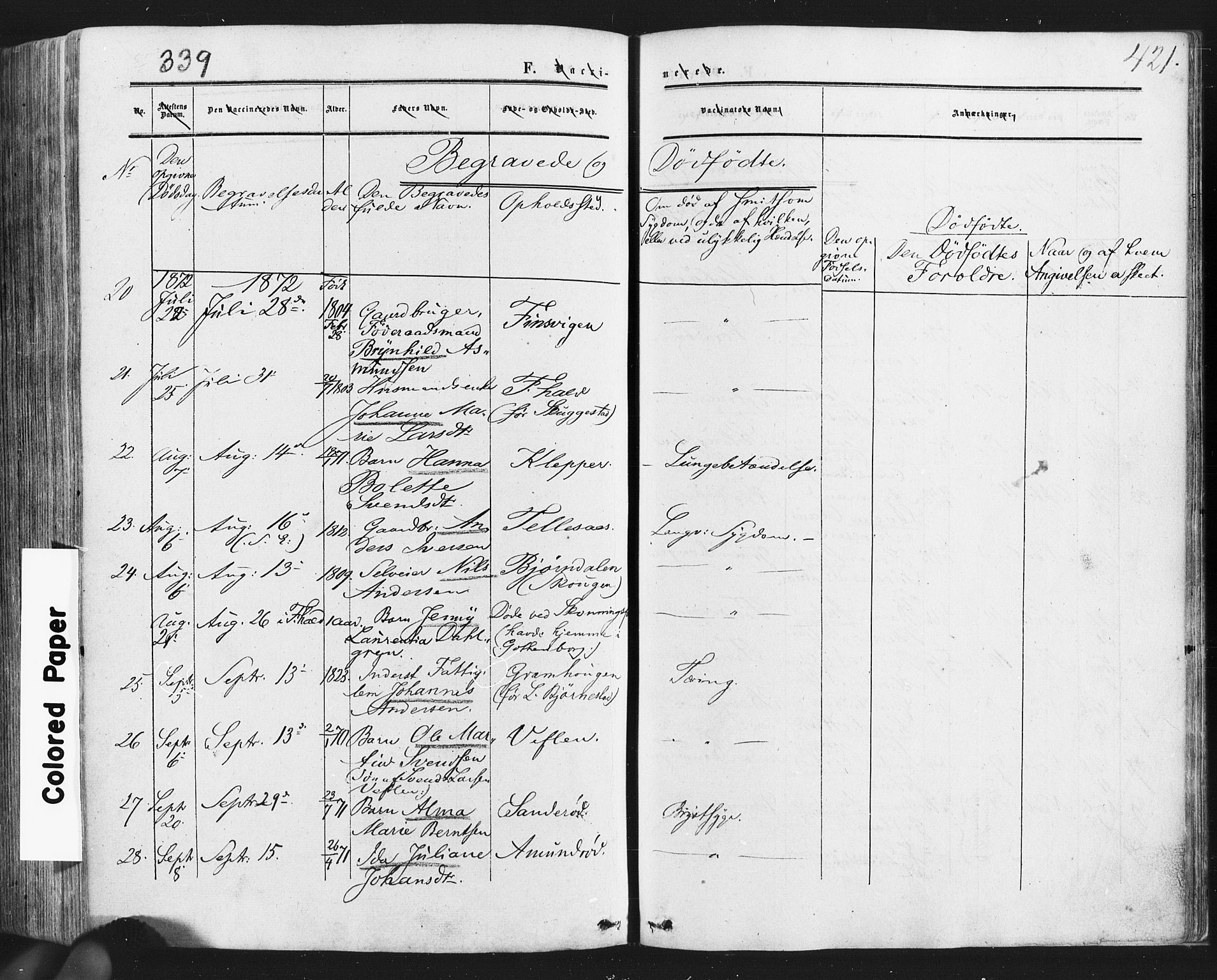 Idd prestekontor Kirkebøker, SAO/A-10911/F/Fc/L0005: Parish register (official) no. III 5, 1861-1877, p. 421