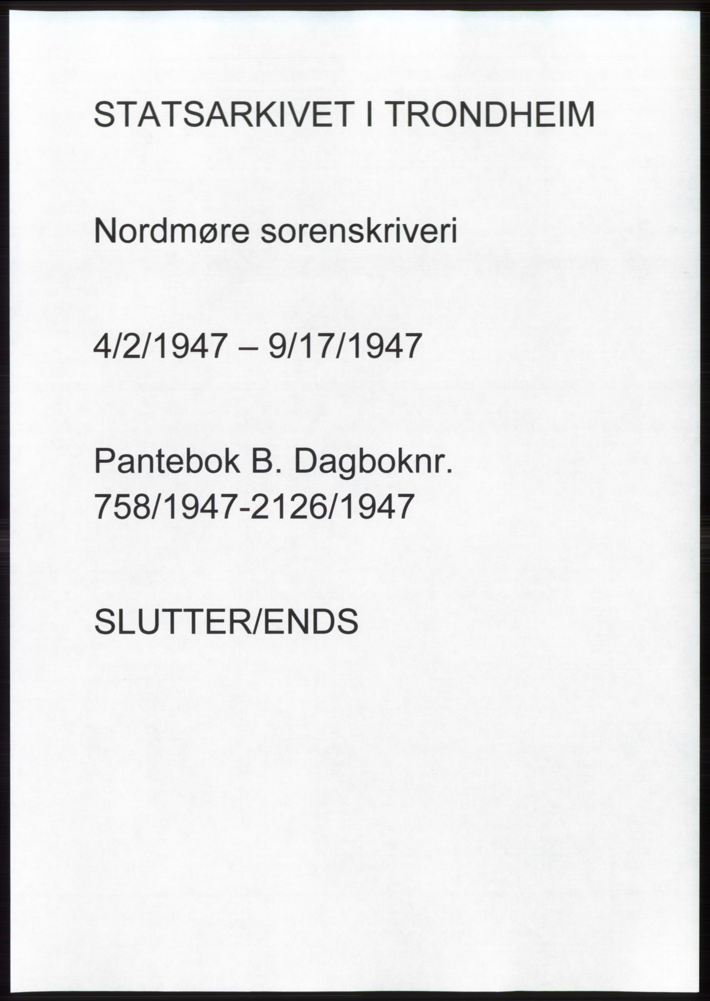 Nordmøre sorenskriveri, AV/SAT-A-4132/1/2/2Ca: Mortgage book no. B96, 1947-1947