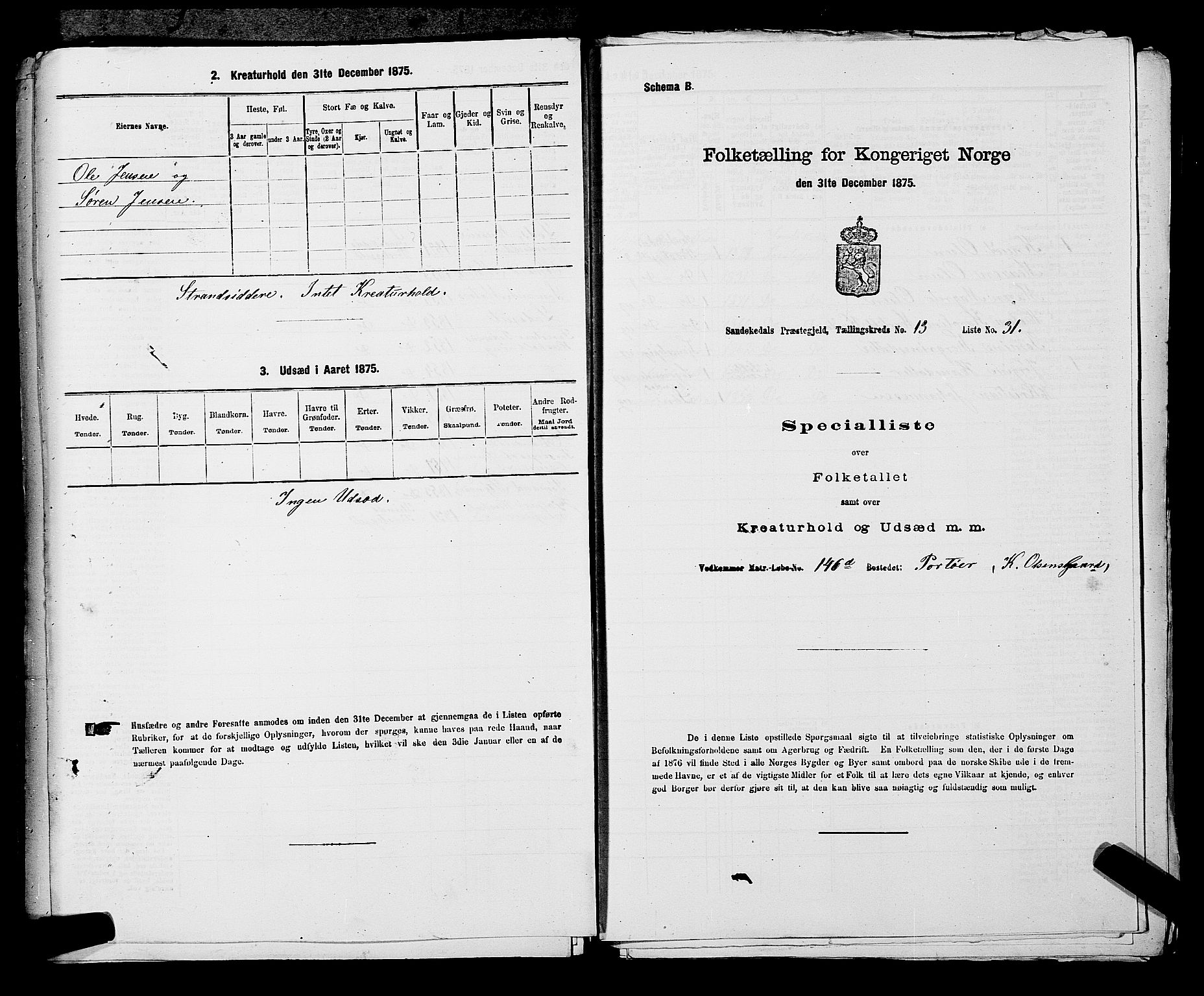SAKO, 1875 census for 0816P Sannidal, 1875, p. 928