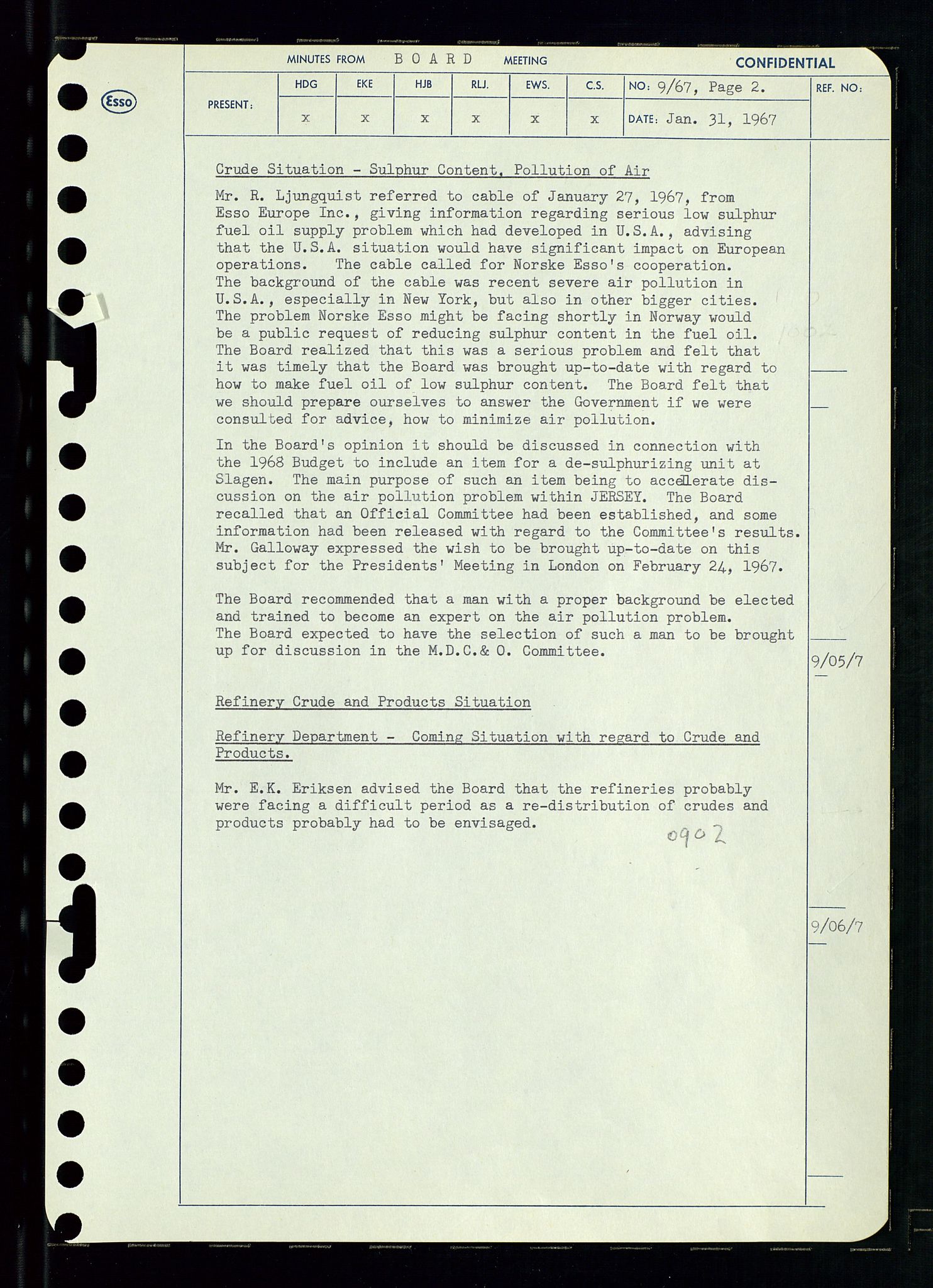 Pa 0982 - Esso Norge A/S, AV/SAST-A-100448/A/Aa/L0002/0003: Den administrerende direksjon Board minutes (styrereferater) / Den administrerende direksjon Board minutes (styrereferater), 1967, p. 18