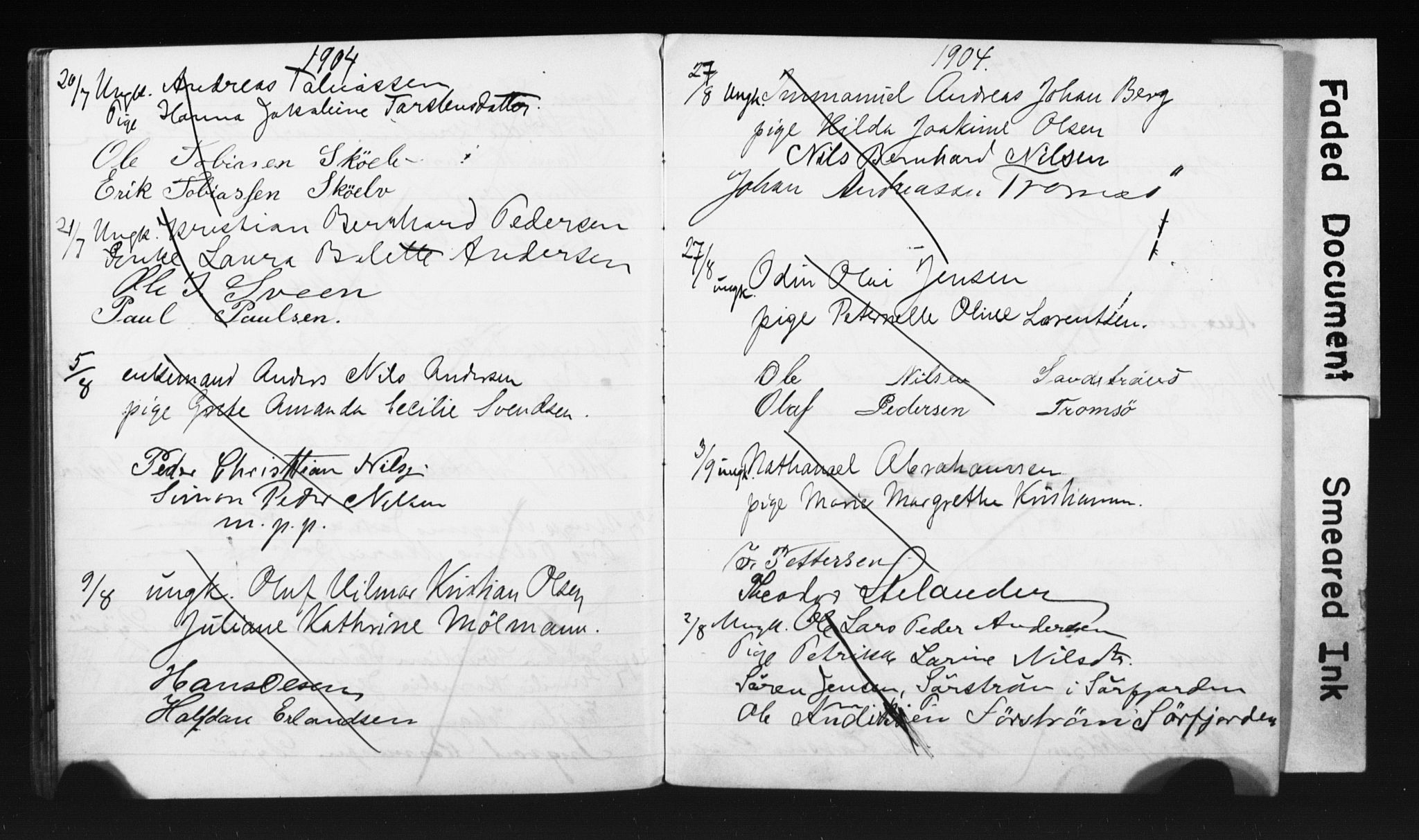 Tromsø sokneprestkontor/stiftsprosti/domprosti, AV/SATØ-S-1343/H/Hc/L0099/0004: Banns register no. 99.4, 1901-1905