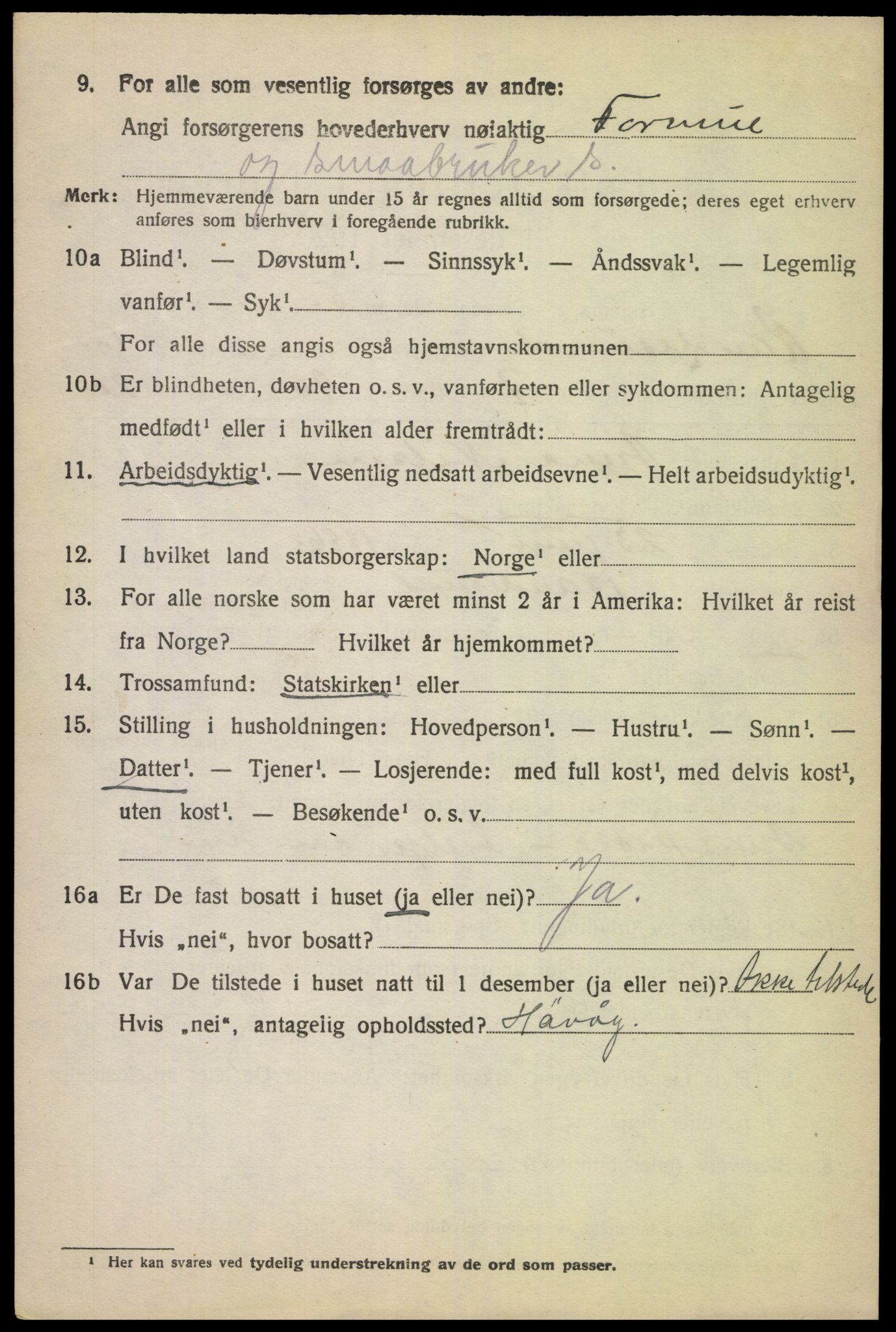 SAK, 1920 census for Randesund, 1920, p. 2797