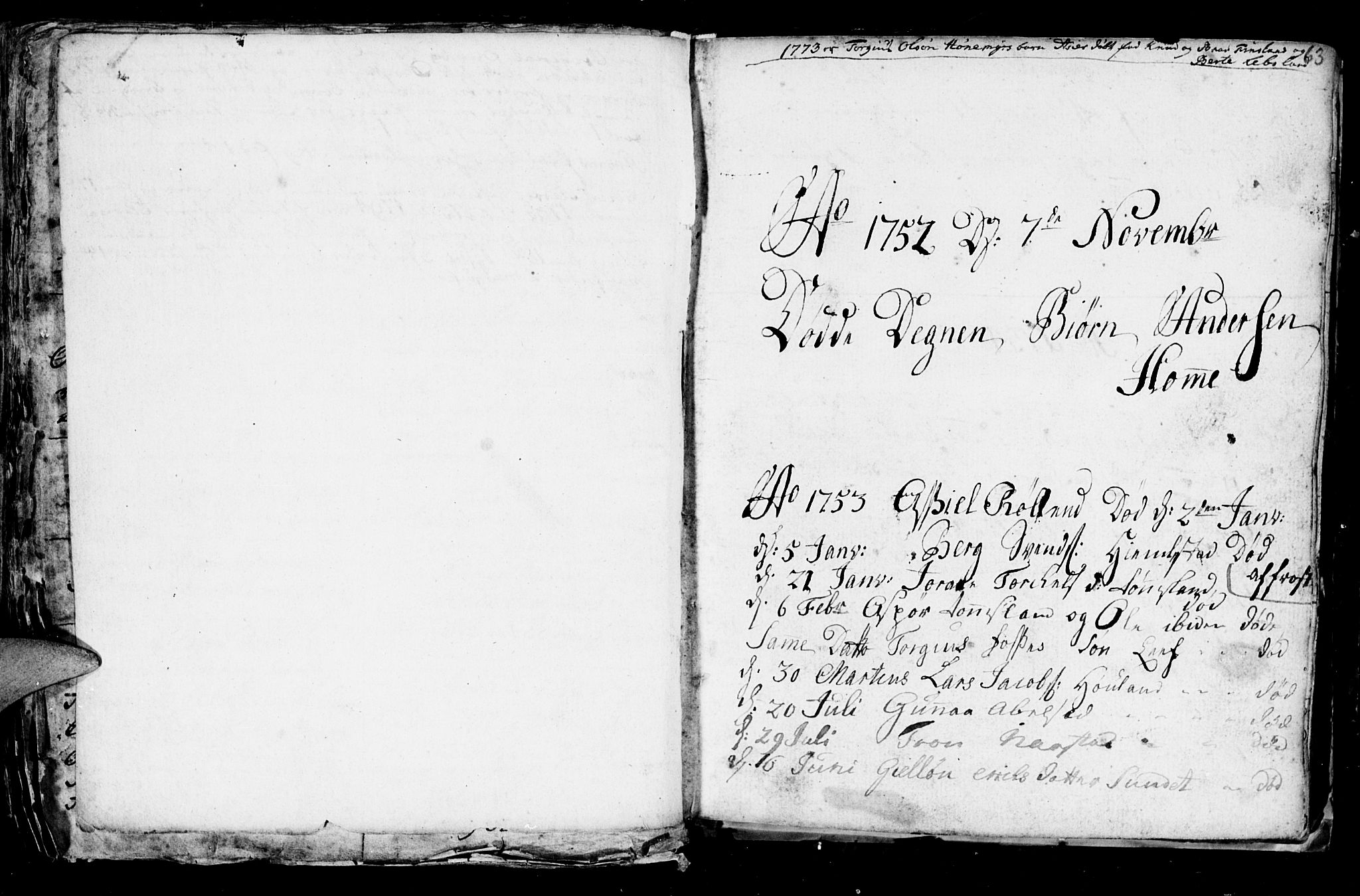 Bjelland sokneprestkontor, SAK/1111-0005/F/Fb/Fba/L0002: Parish register (copy) no. B 2, 1753-1792, p. 63