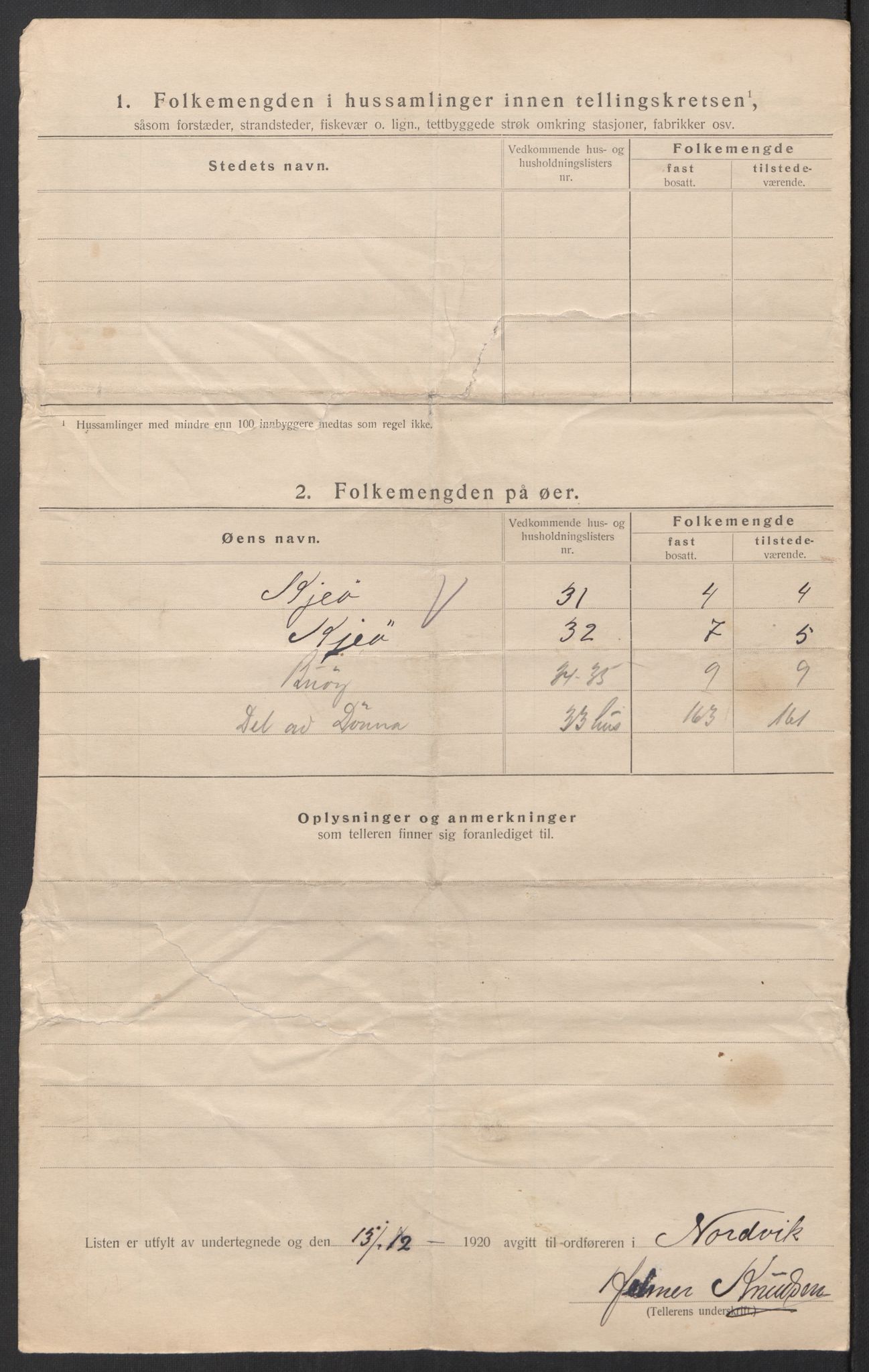 SAT, 1920 census for Nordvik, 1920, p. 23