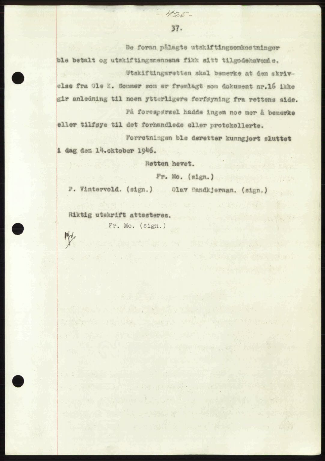 Gauldal sorenskriveri, SAT/A-0014/1/2/2C: Mortgage book no. A2, 1946-1946, Diary no: : 1168/1946