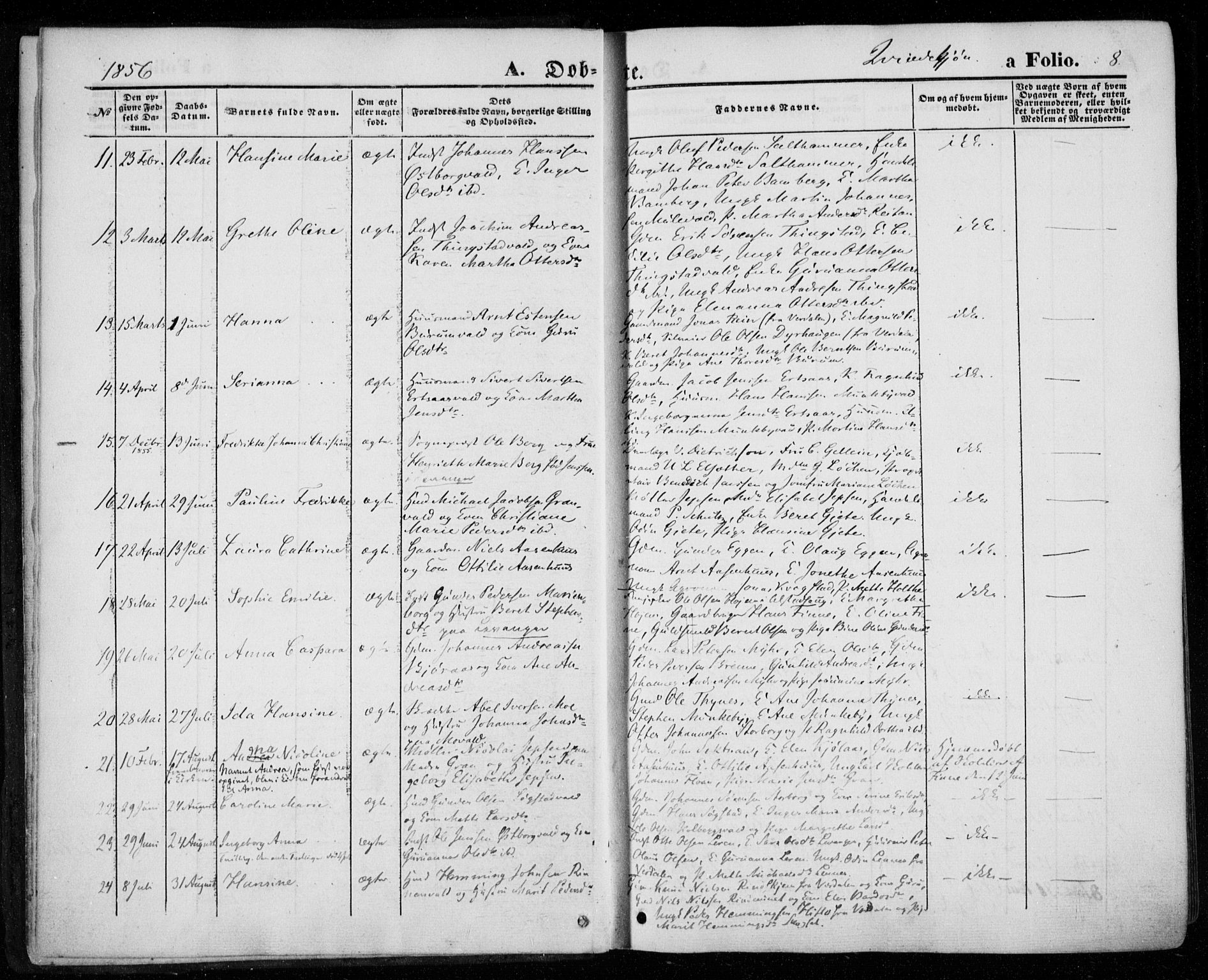 Ministerialprotokoller, klokkerbøker og fødselsregistre - Nord-Trøndelag, SAT/A-1458/720/L0184: Parish register (official) no. 720A02 /2, 1855-1863, p. 8