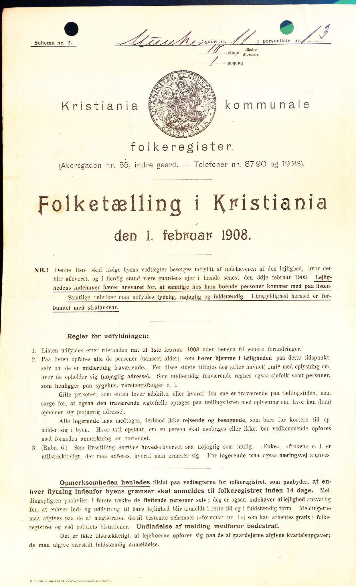 OBA, Municipal Census 1908 for Kristiania, 1908, p. 60997