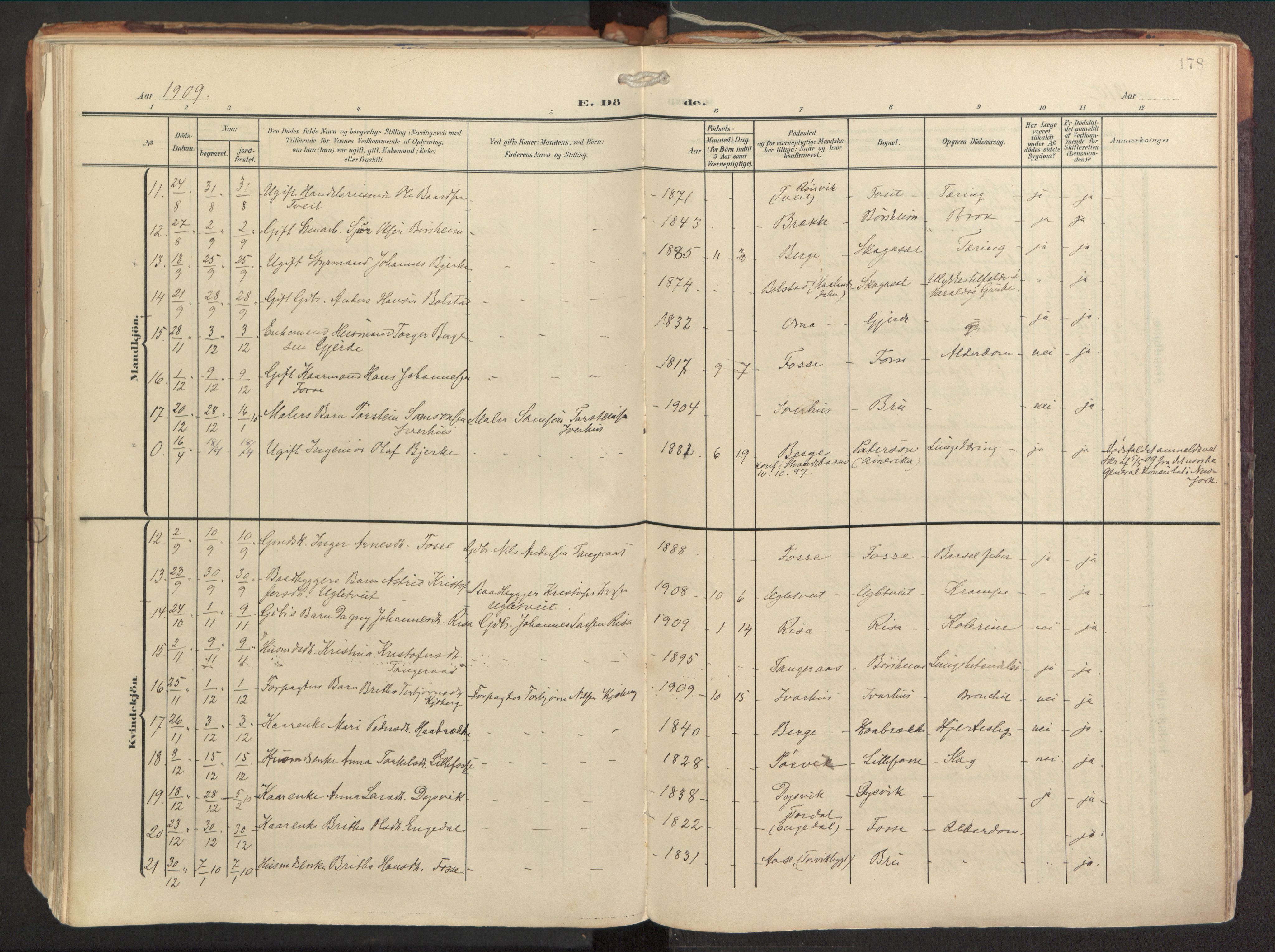 Strandebarm sokneprestembete, AV/SAB-A-78401/H/Haa: Parish register (official) no. B 2, 1909-1941, p. 178