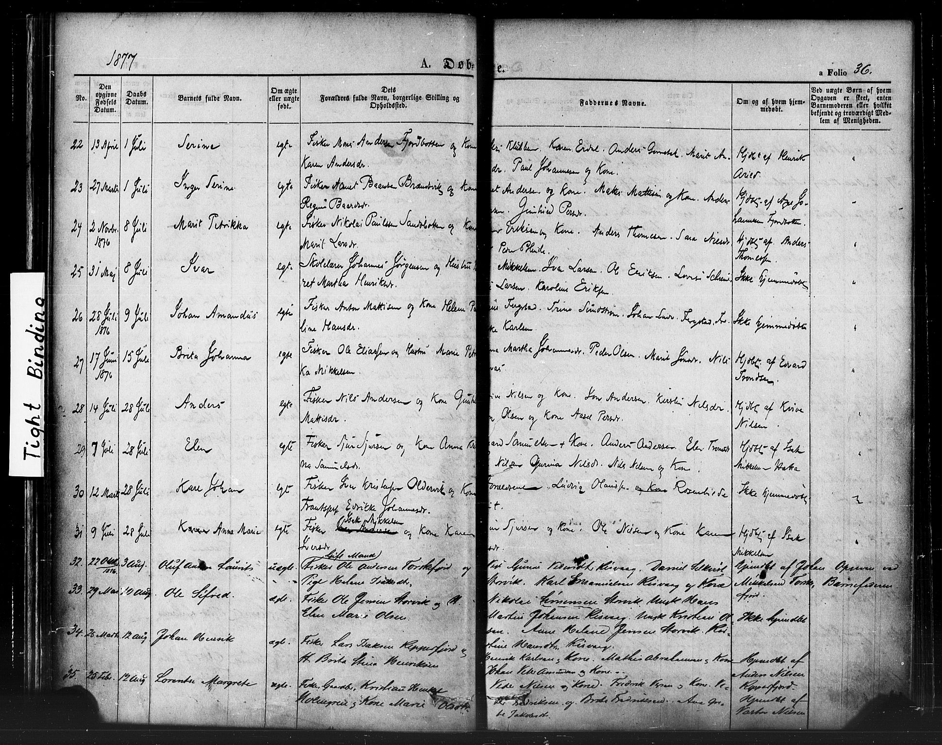 Hammerfest sokneprestkontor, SATØ/S-1347/H/Ha/L0007.kirke: Parish register (official) no. 7, 1869-1884, p. 36