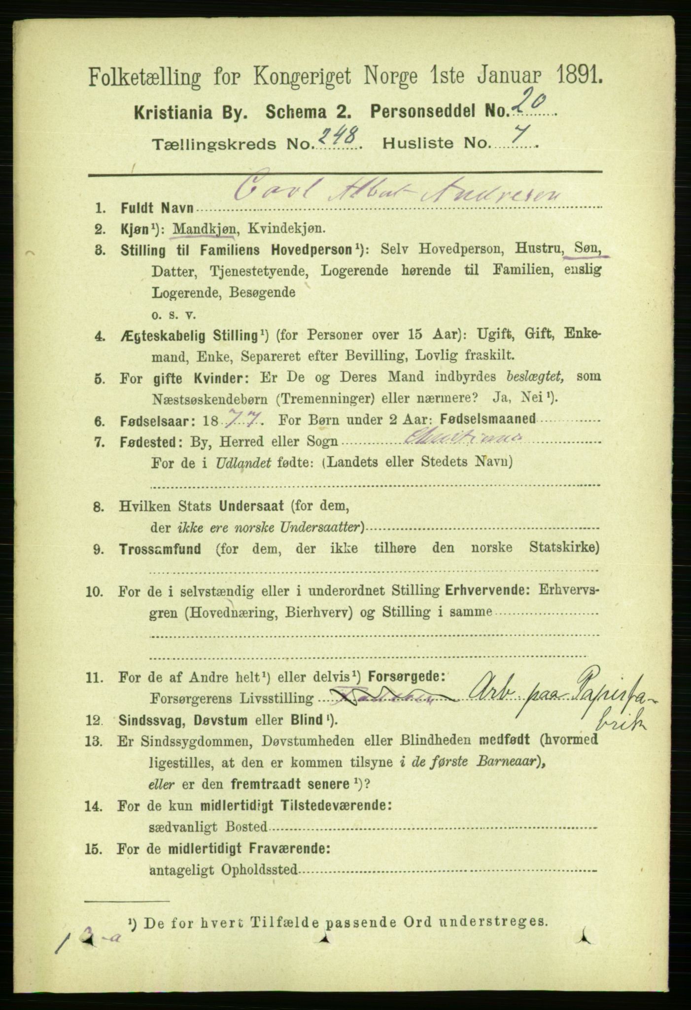 RA, 1891 census for 0301 Kristiania, 1891, p. 151319