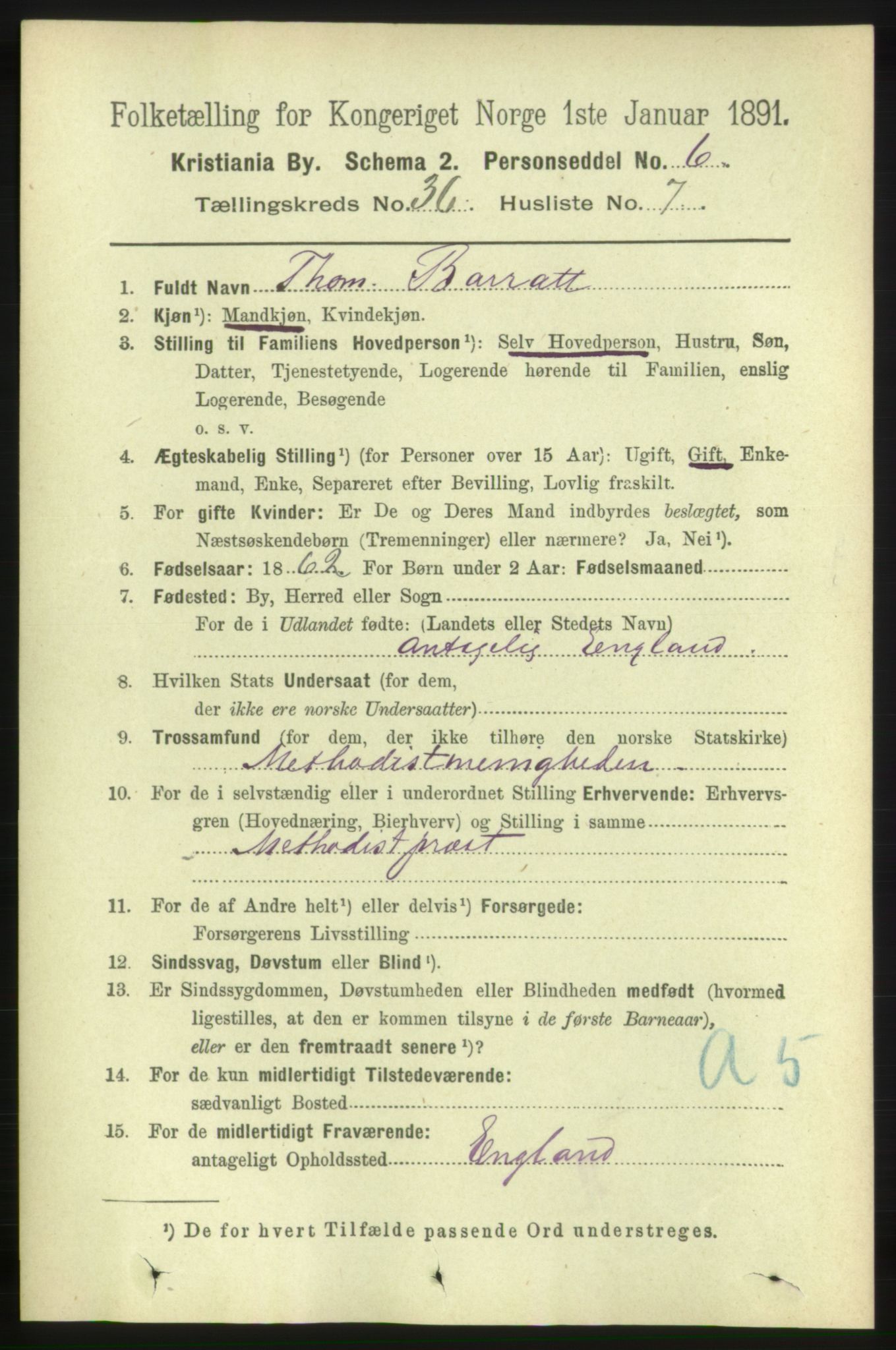 RA, 1891 census for 0301 Kristiania, 1891, p. 20148