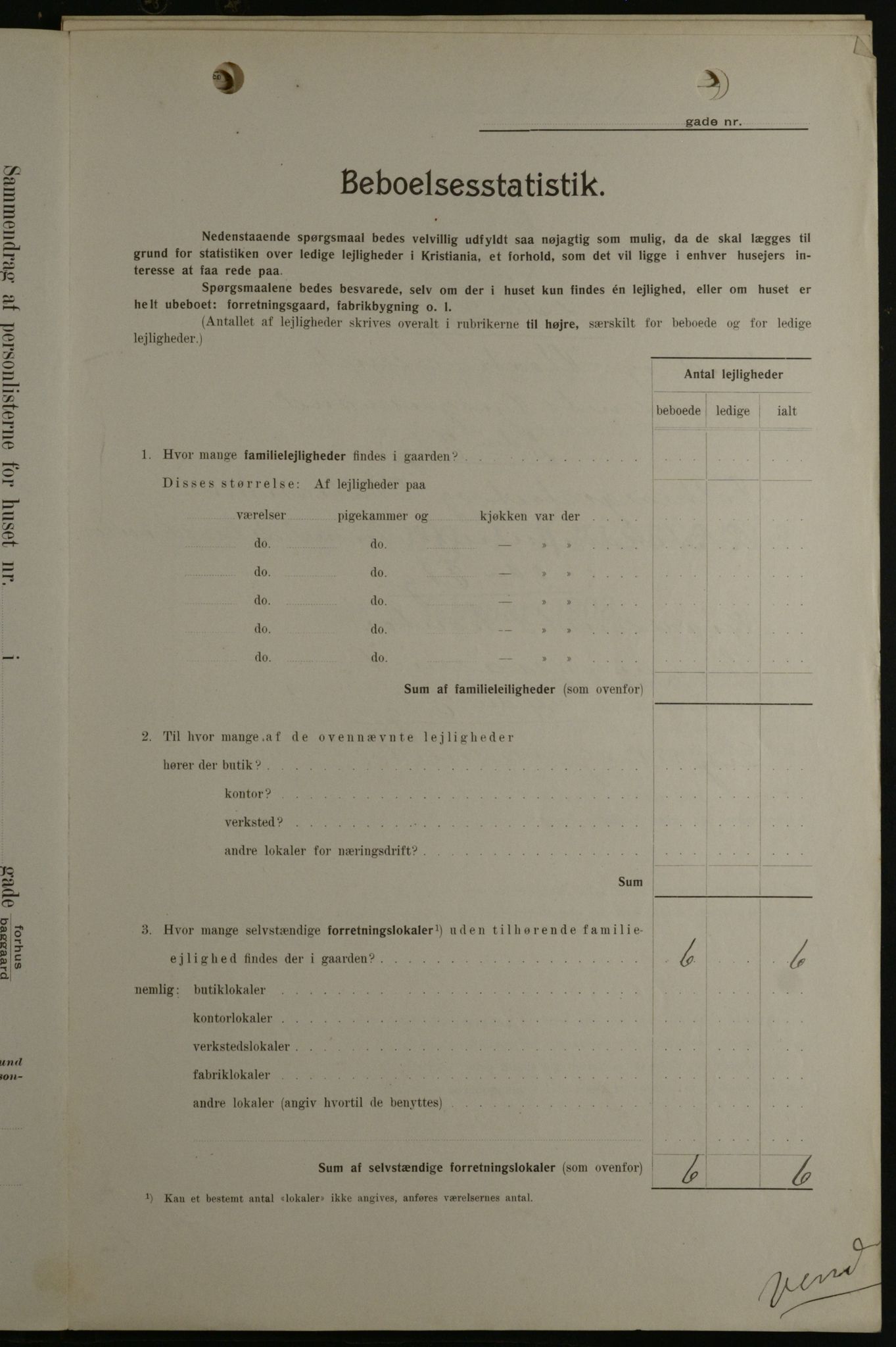 OBA, Municipal Census 1908 for Kristiania, 1908, p. 1581