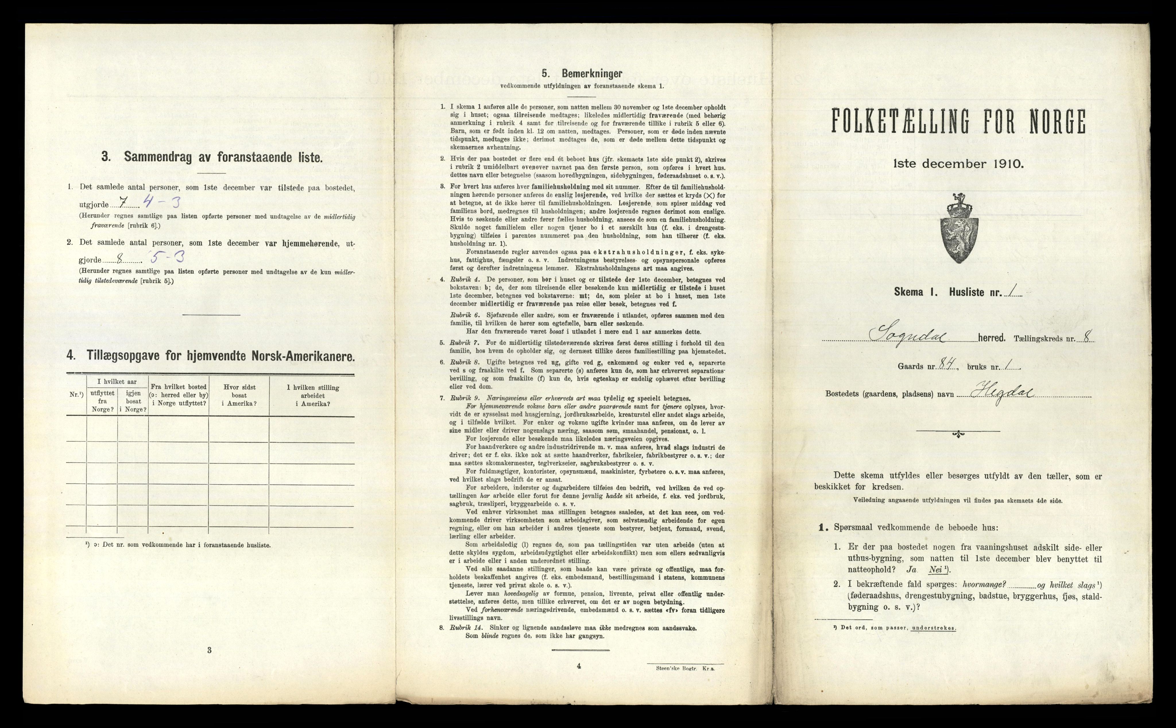 RA, 1910 census for Sokndal, 1910, p. 732