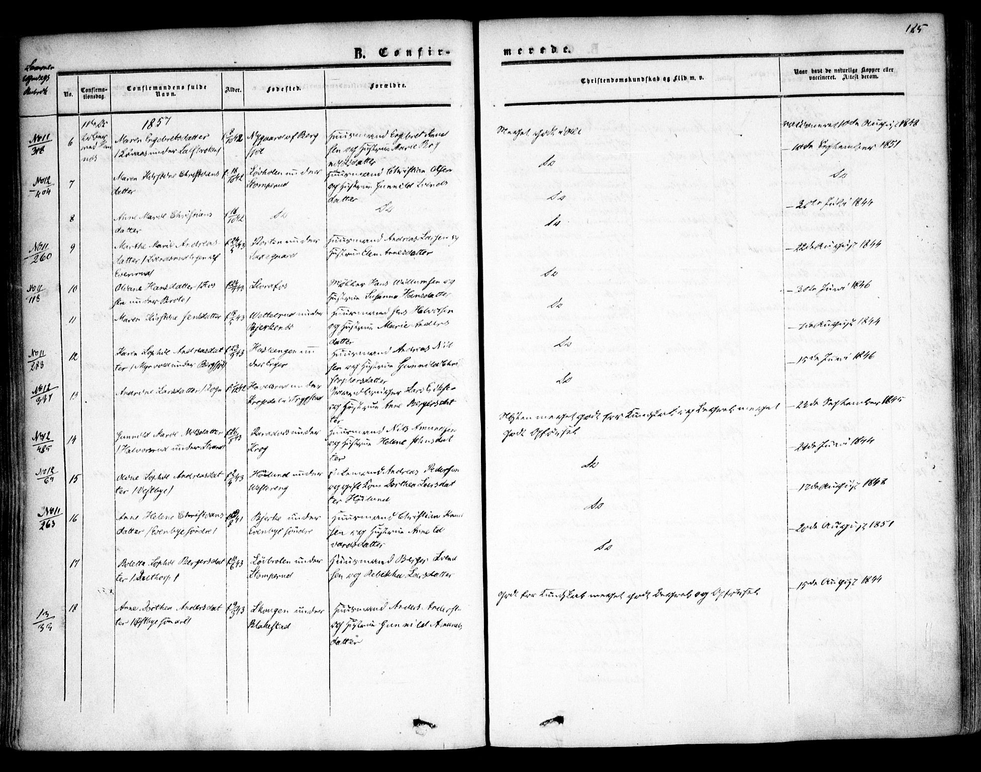 Høland prestekontor Kirkebøker, SAO/A-10346a/F/Fa/L0010: Parish register (official) no. I 10, 1854-1861, p. 185