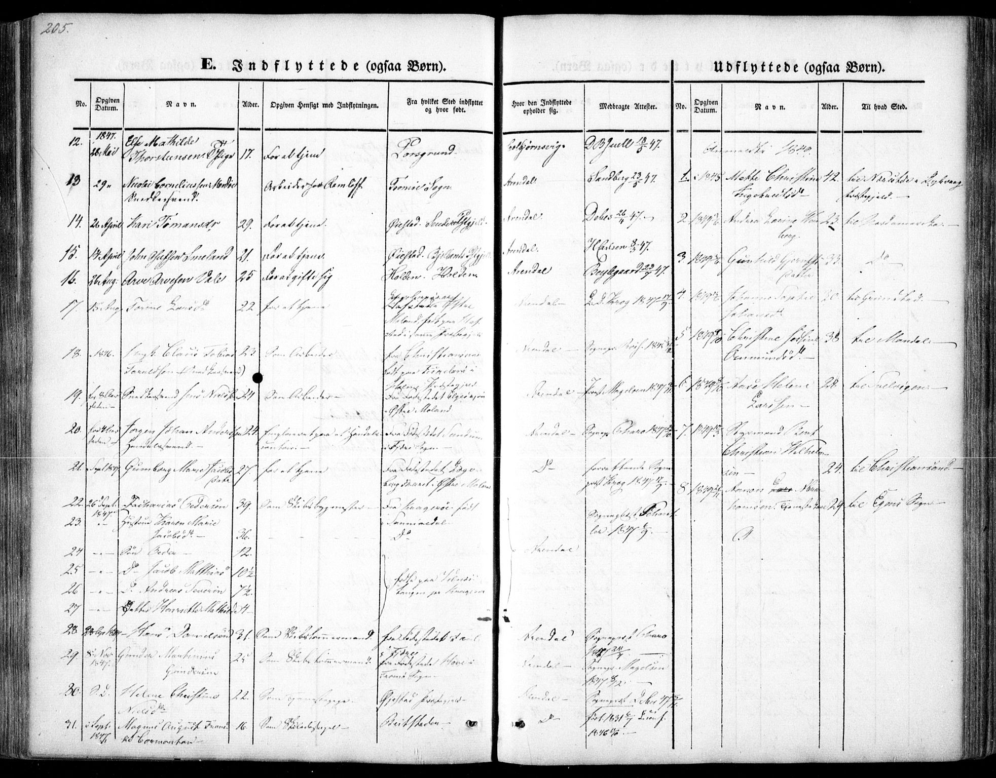 Arendal sokneprestkontor, Trefoldighet, SAK/1111-0040/F/Fa/L0005: Parish register (official) no. A 5, 1838-1854, p. 305