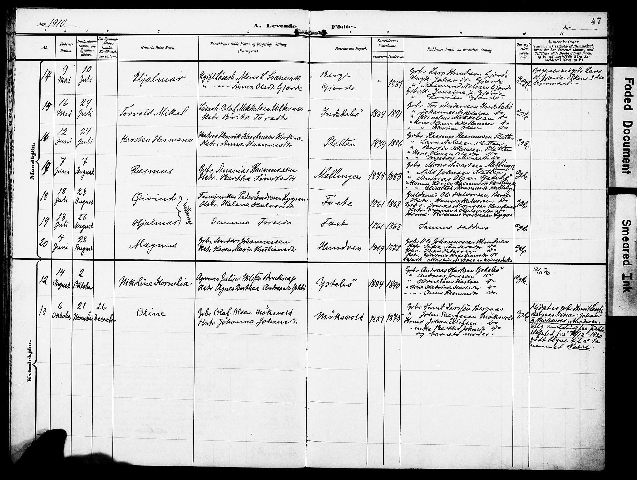 Lindås Sokneprestembete, AV/SAB-A-76701/H/Haa/Haae/L0002: Parish register (official) no. E 2, 1897-1912, p. 47