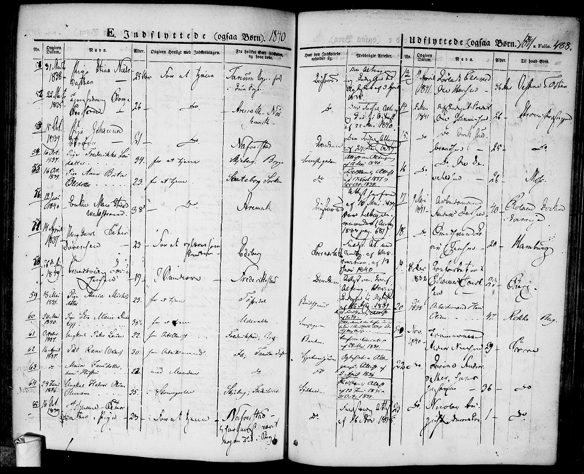 Halden prestekontor Kirkebøker, SAO/A-10909/F/Fa/L0005: Parish register (official) no. I 5, 1834-1845, p. 488
