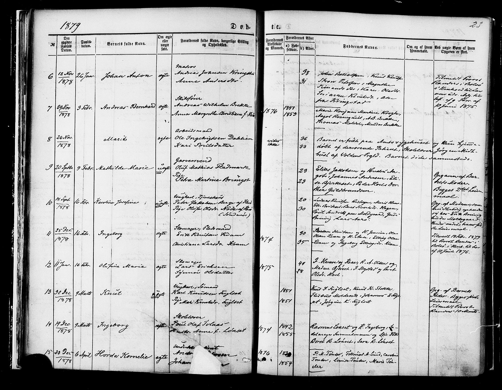 Ministerialprotokoller, klokkerbøker og fødselsregistre - Møre og Romsdal, SAT/A-1454/558/L0691: Parish register (official) no. 558A05, 1873-1886, p. 23