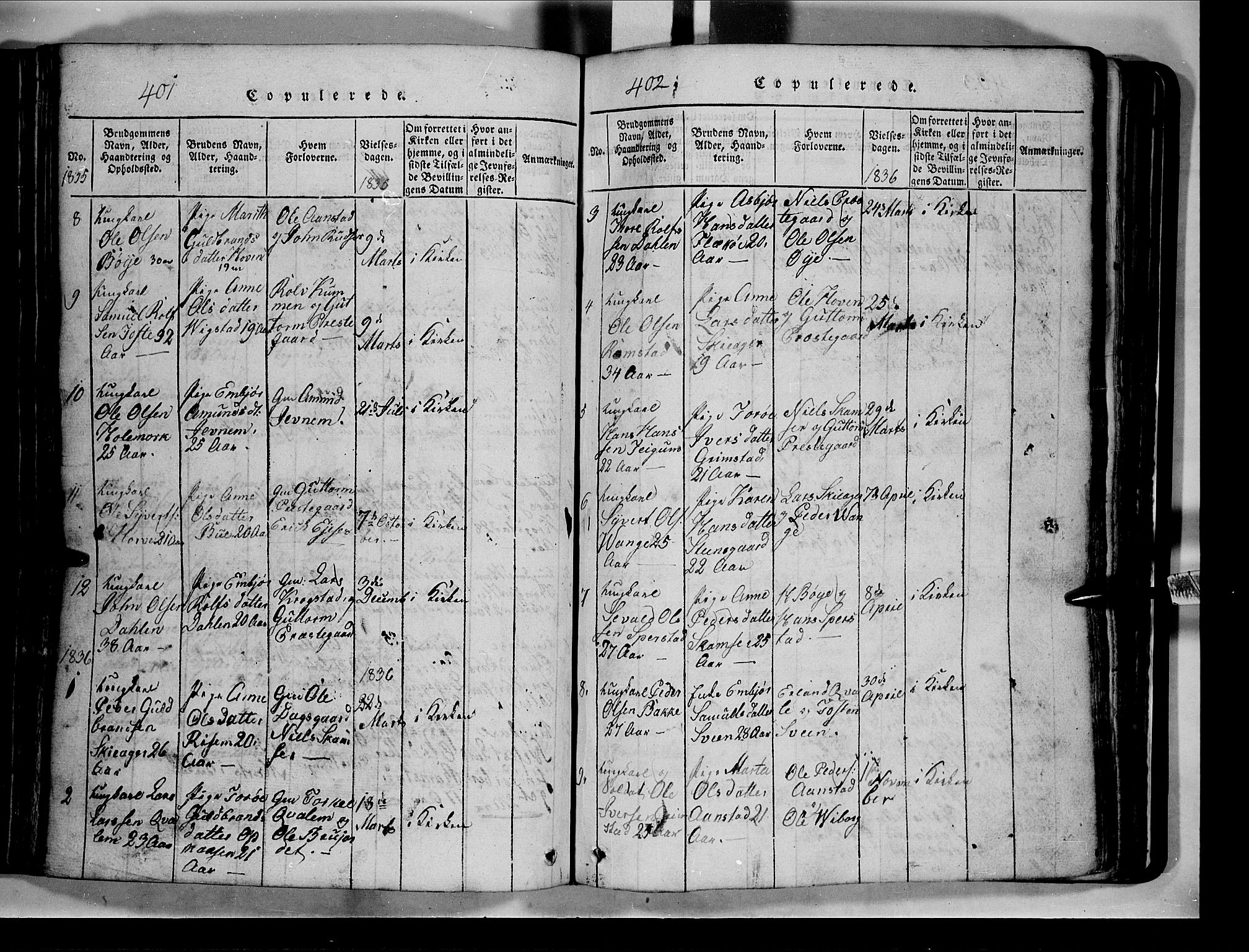 Lom prestekontor, SAH/PREST-070/L/L0003: Parish register (copy) no. 3, 1815-1844, p. 401-402